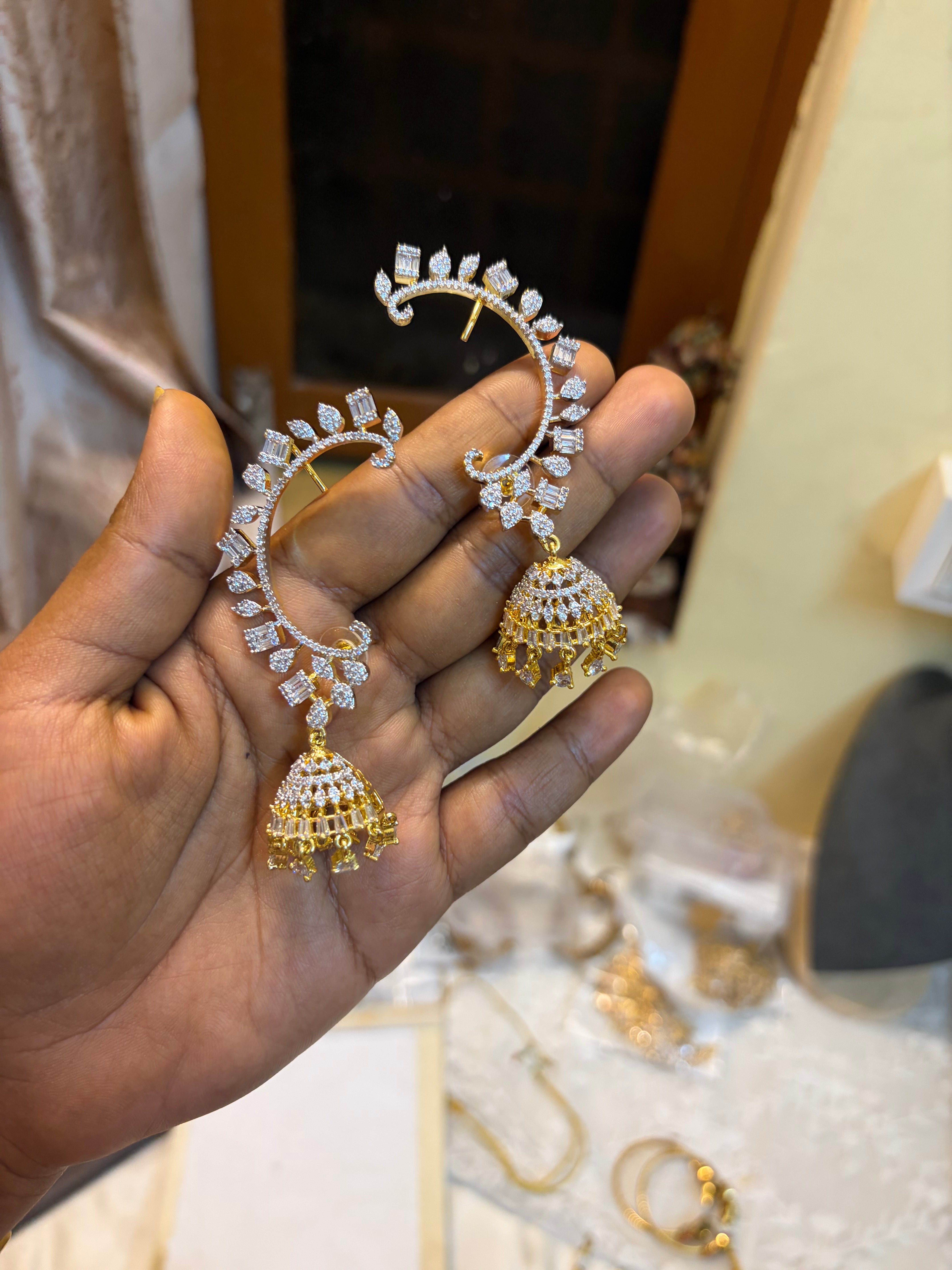 Stylish Diamond replica earcuff Jhumka