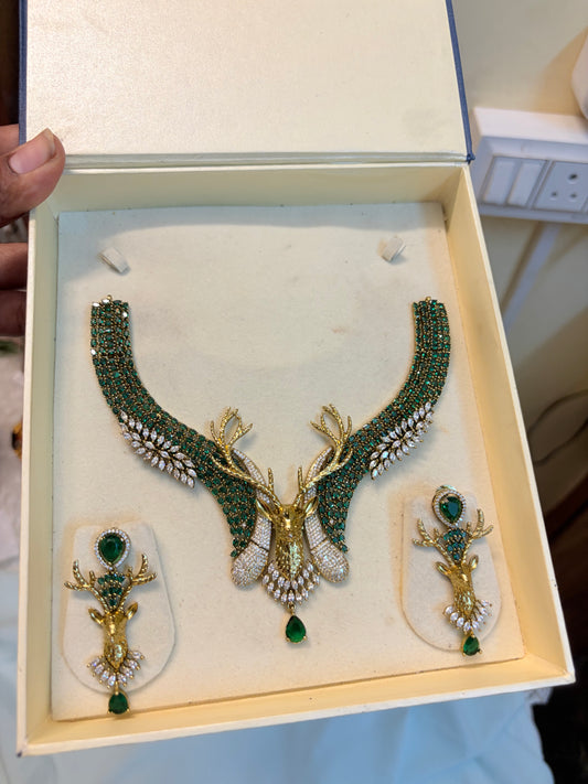 Luxury finish Moissanite jadau necklace set