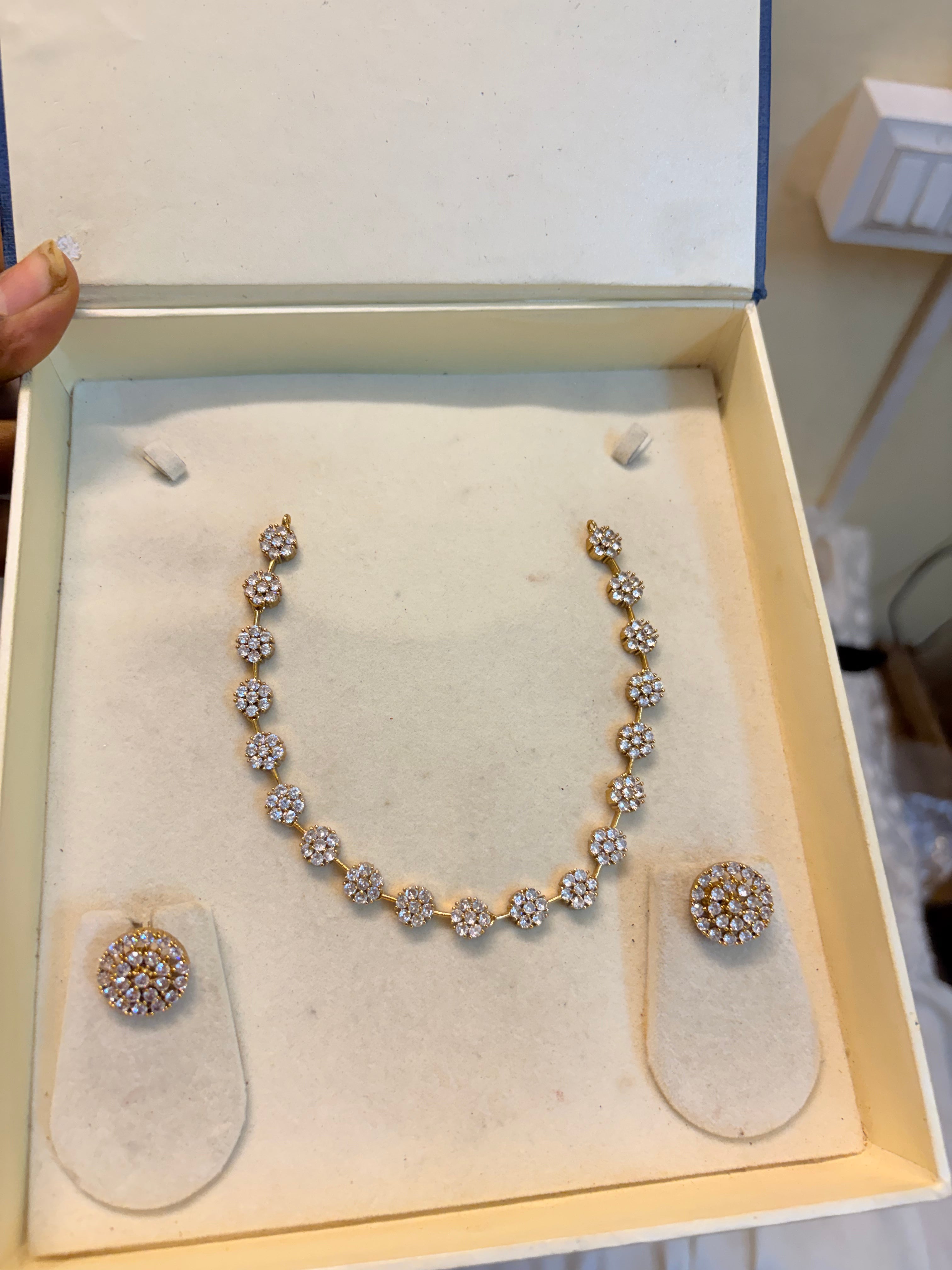 Cz stone gold plated elegant necklace set