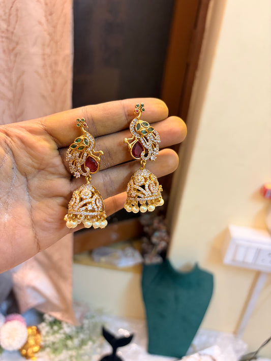 Peacock Cz Jhumka premium quality