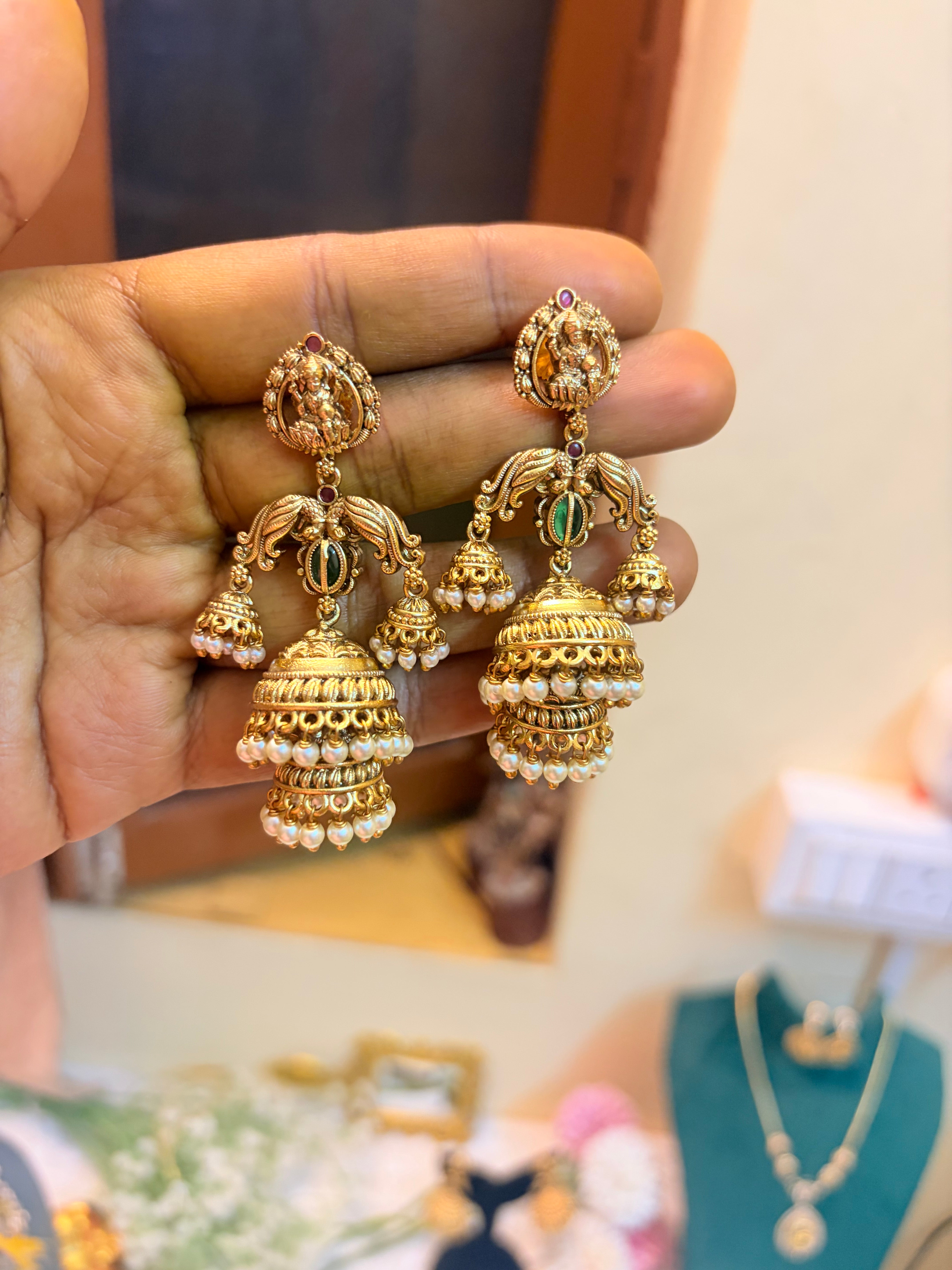 Gold antique finish step Jhumka