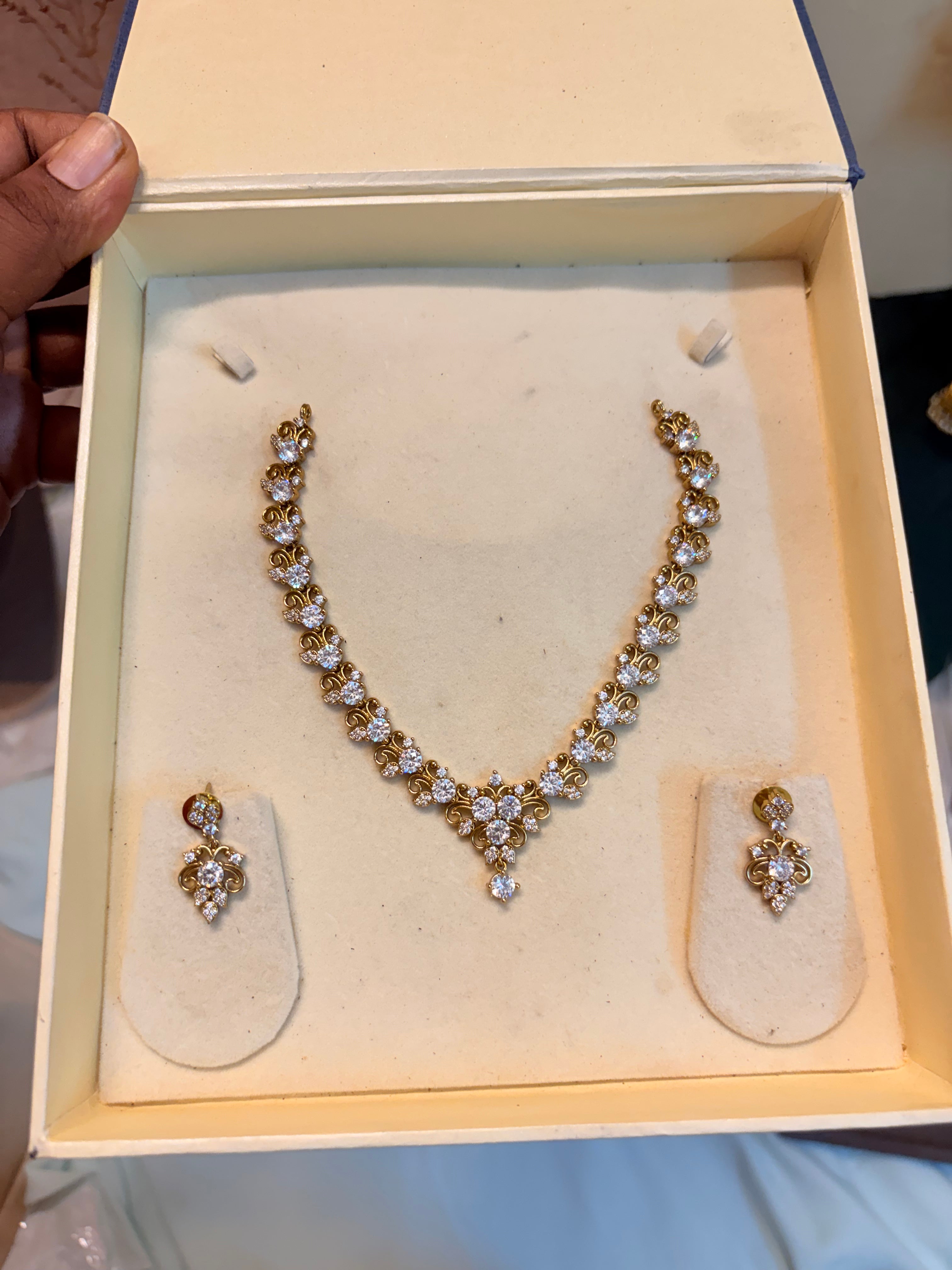 Floral Cz Diamond replica jadau necklace set