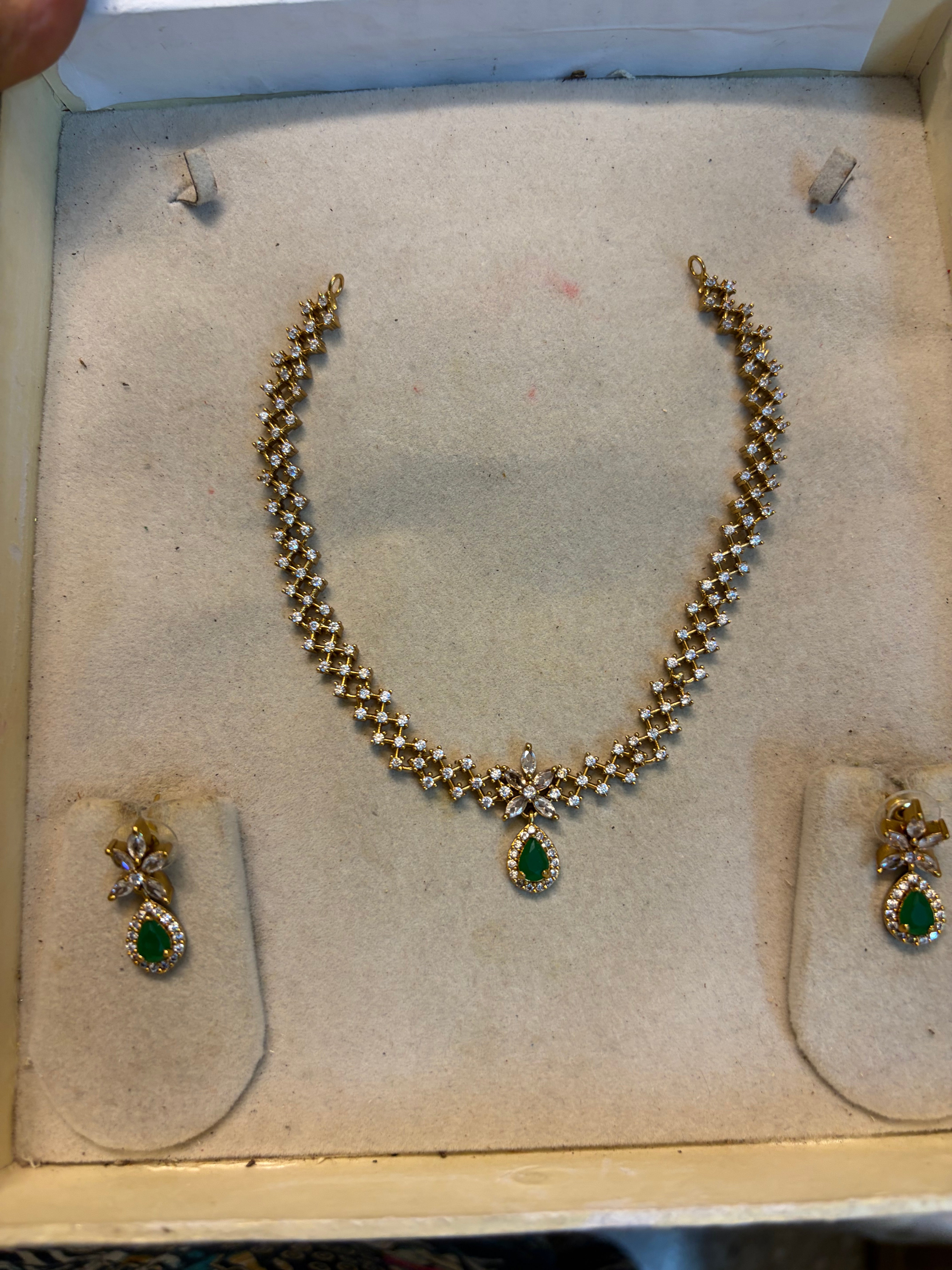 Elegant emerald green necklace set