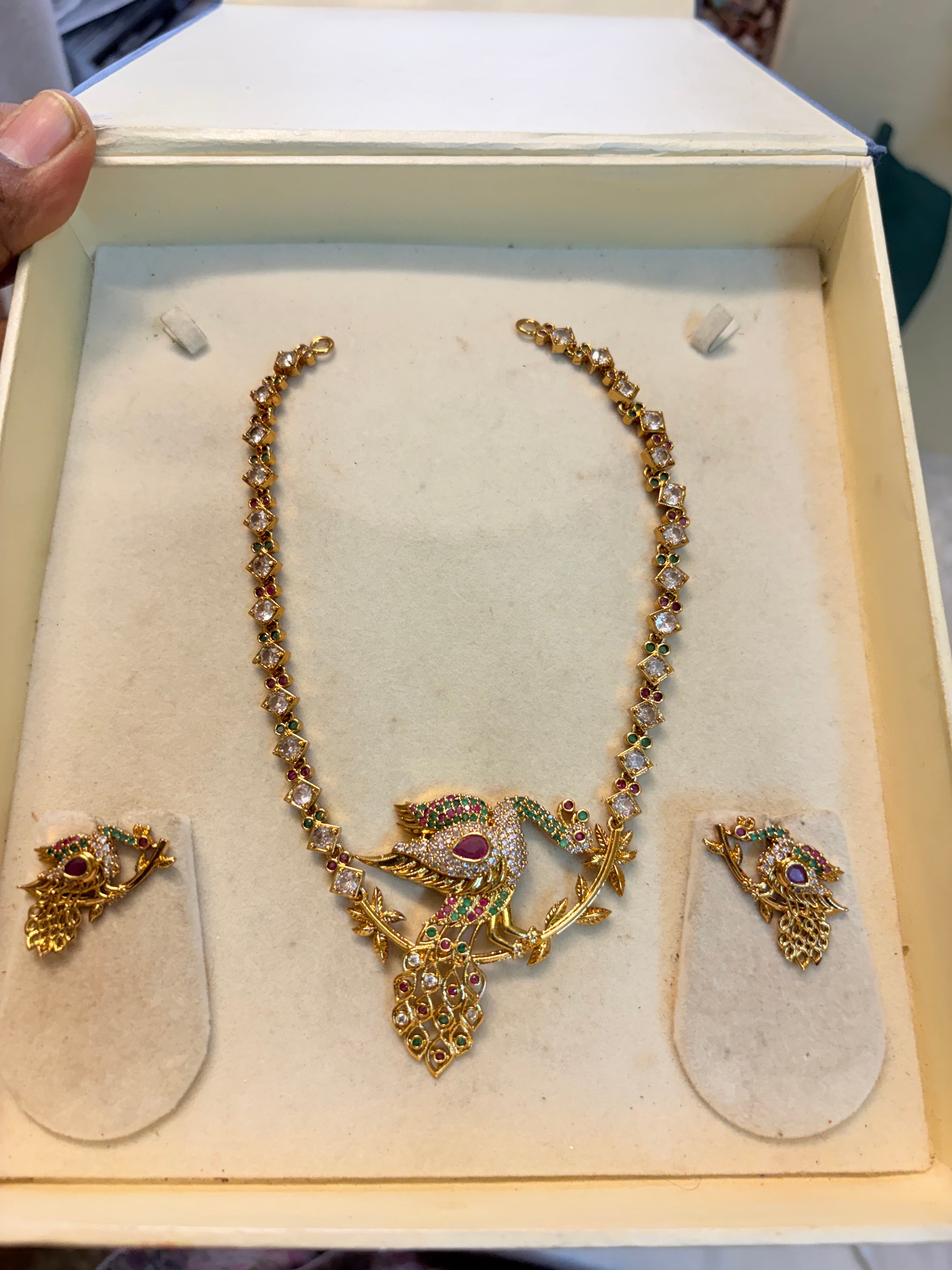 AD stones Flamingo necklace set premium quality