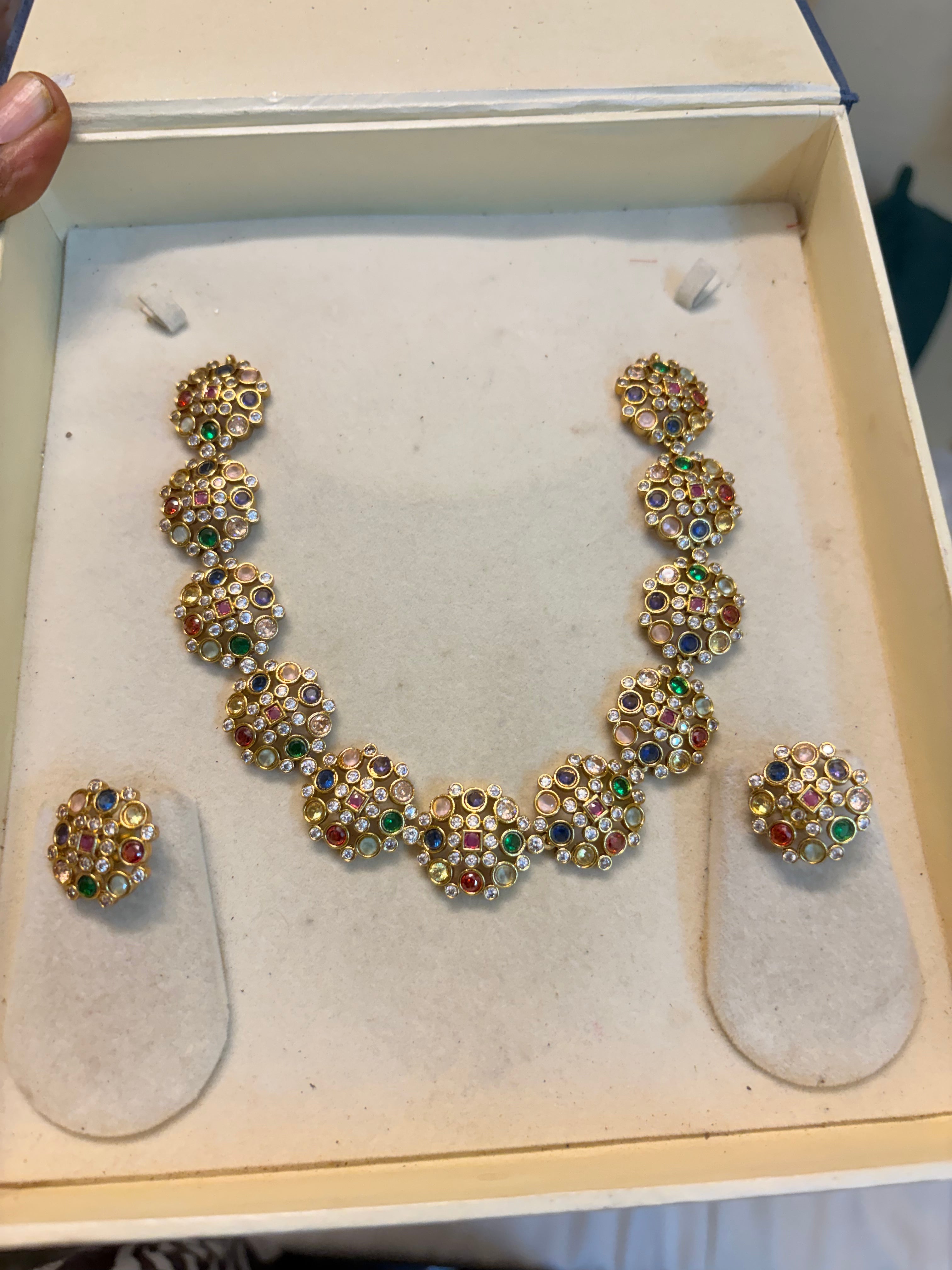 AD stones jadau necklace set