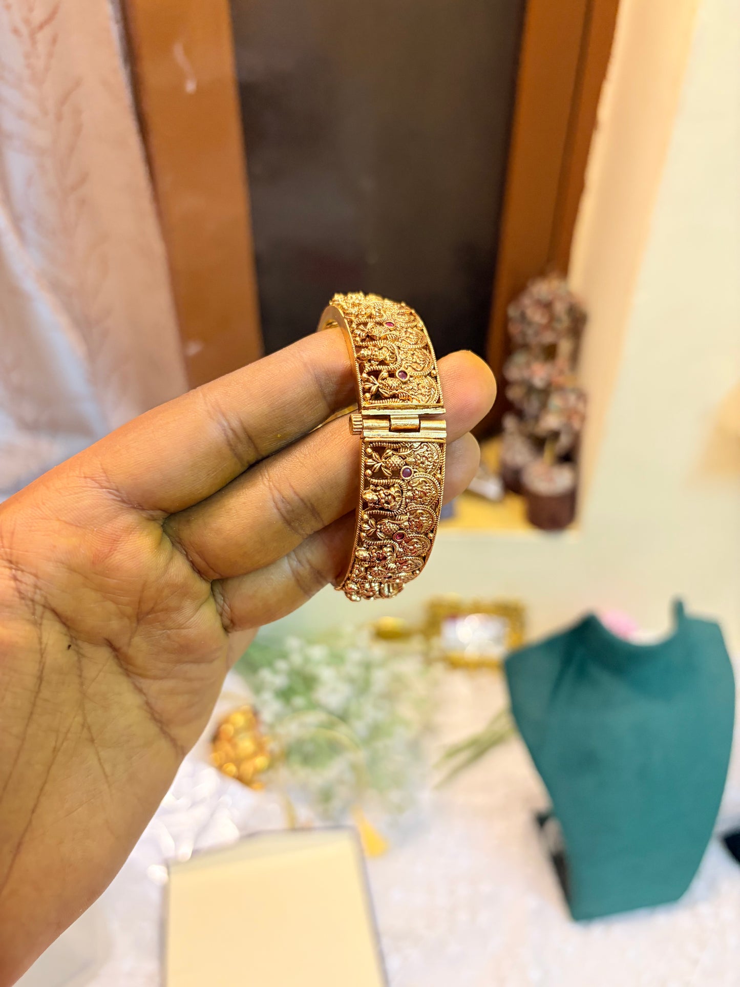 Gold antique finish Lakshmi kada