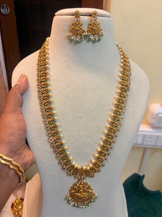 Gold antique finish Lakshmi haram