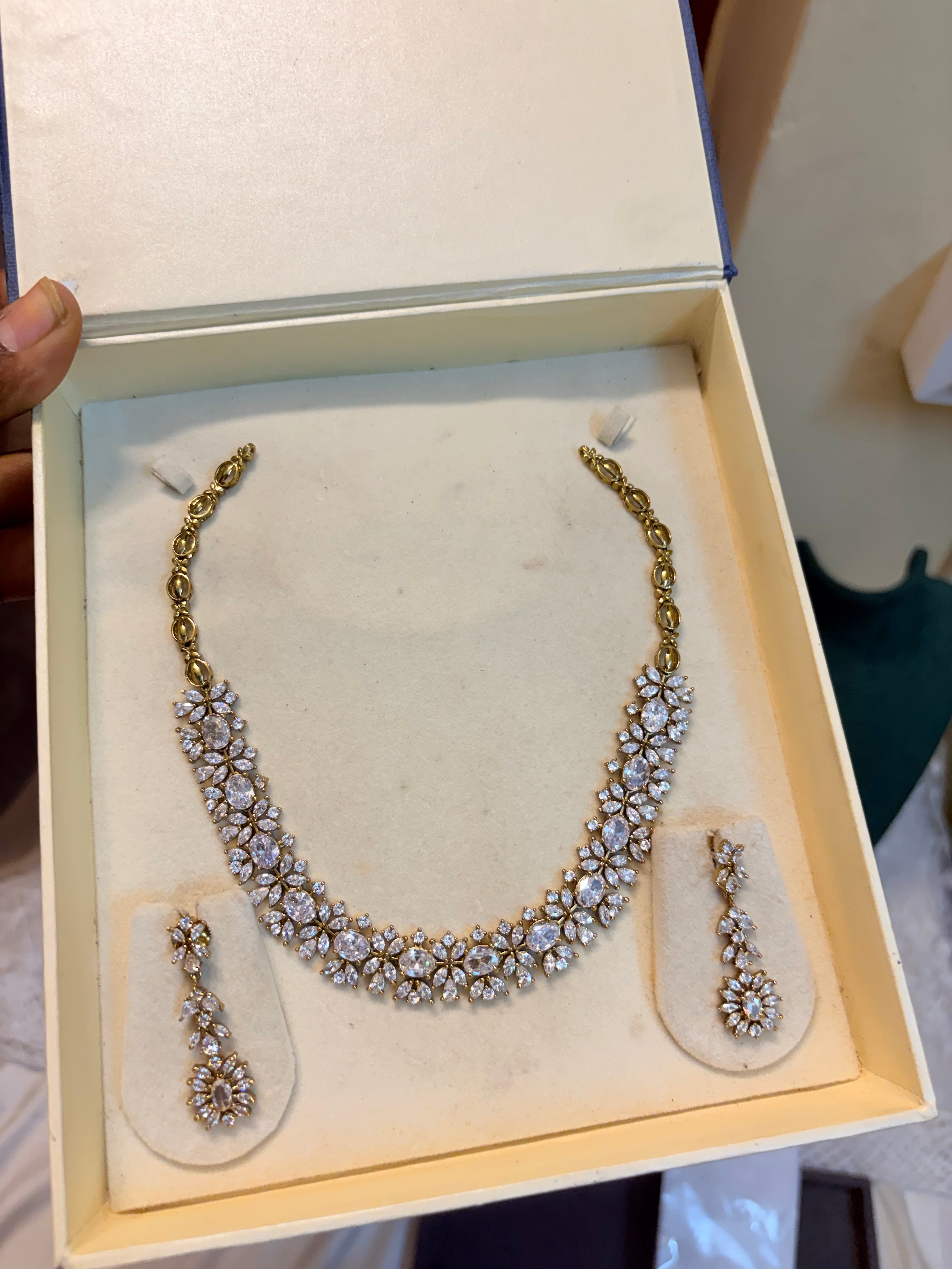Diamond replica jadau necklace set