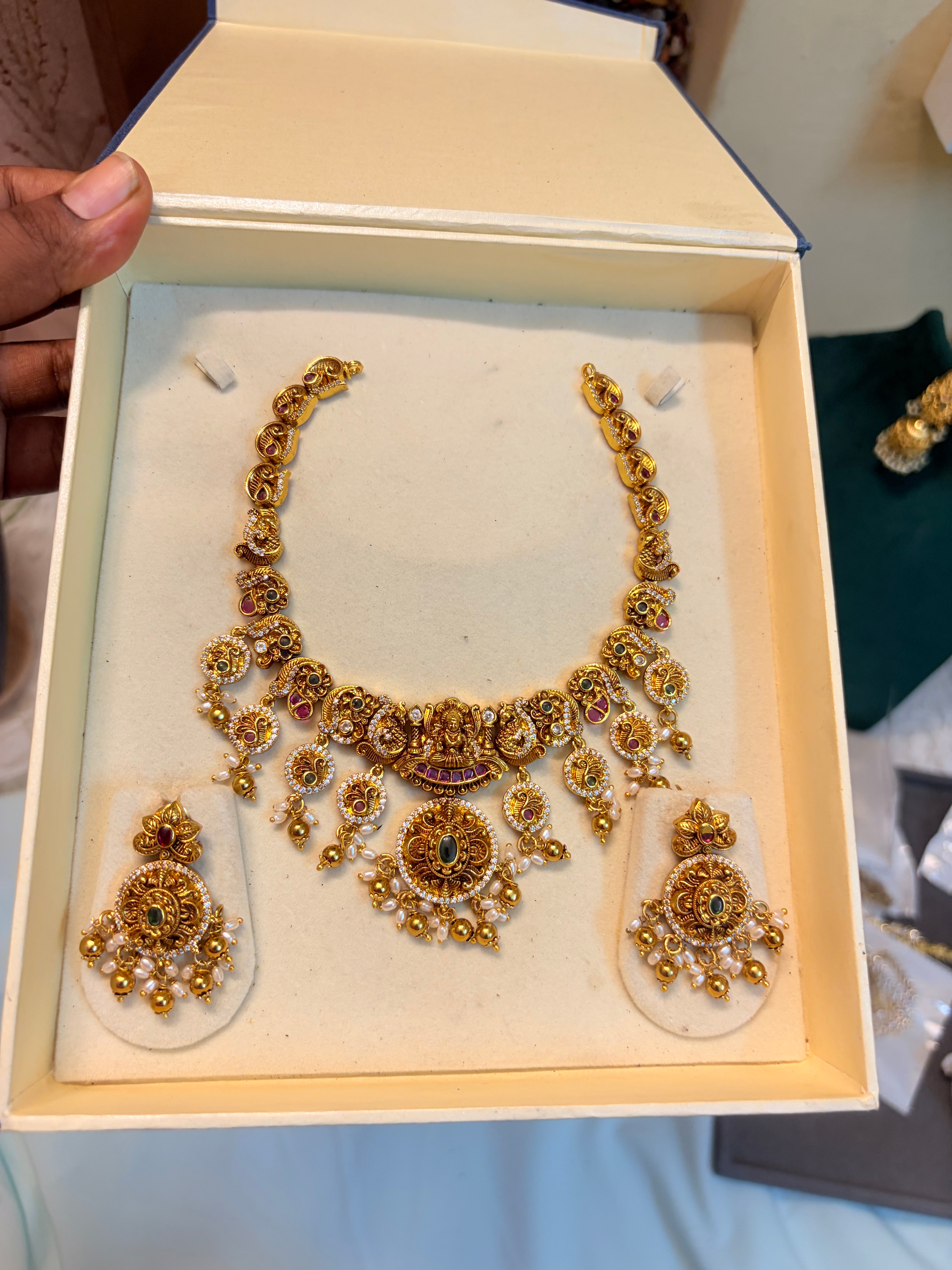 Gold Nakshi jadau necklace set premium quality