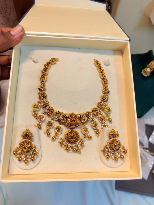 Gold Nakshi jadau necklace set premium quality