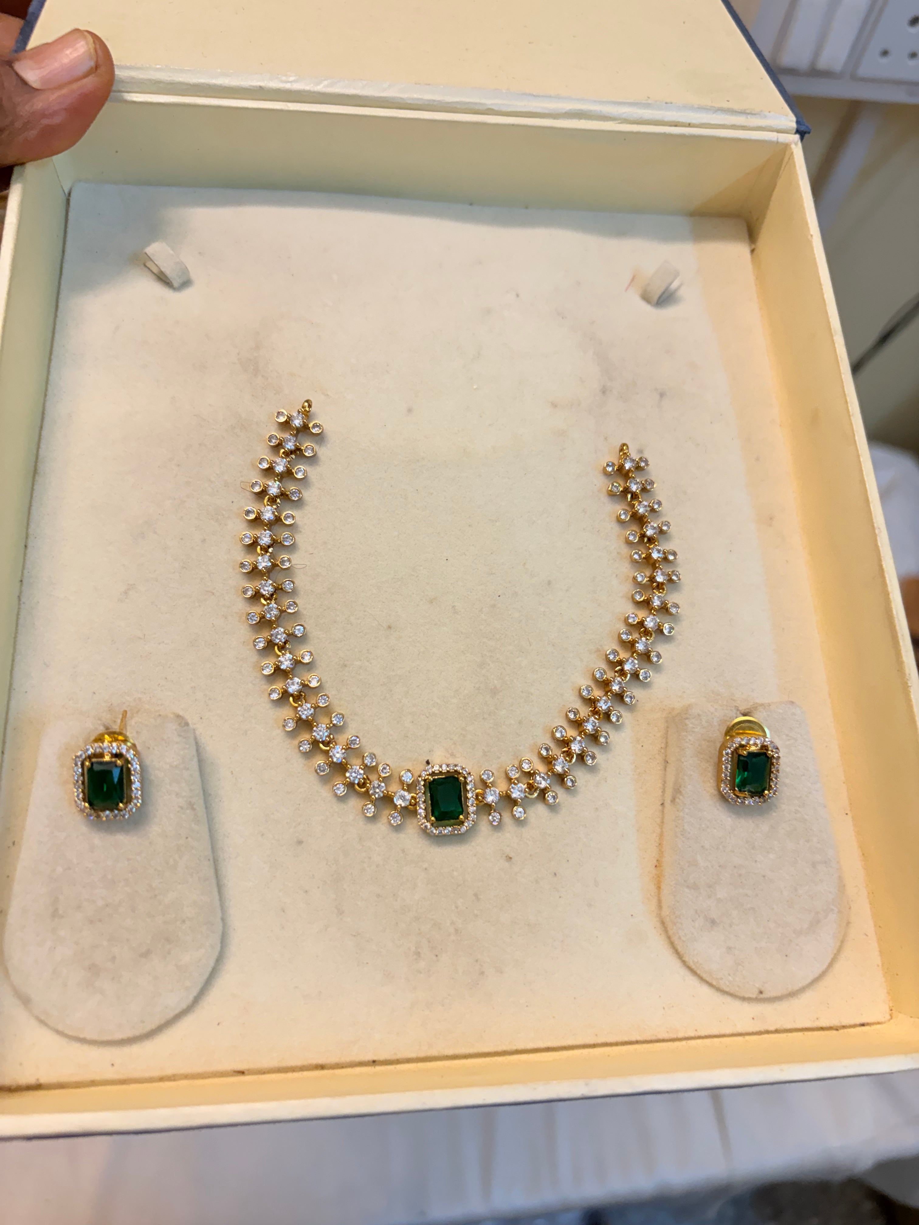 AD stones emerald jadau necklace set
