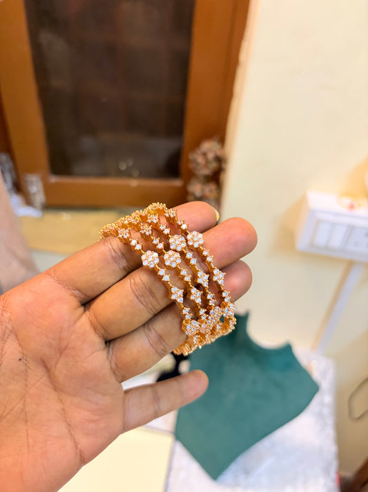 Cz stone Diamond replica jadau bangles premium quality set of 4