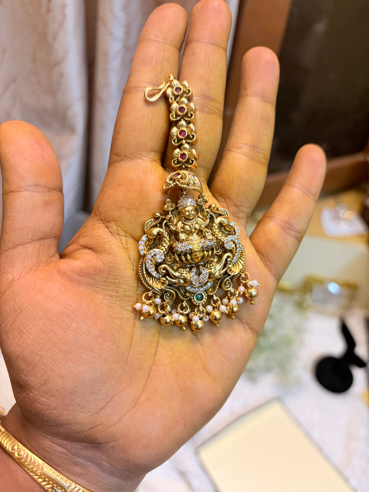 Gold antique finish tika