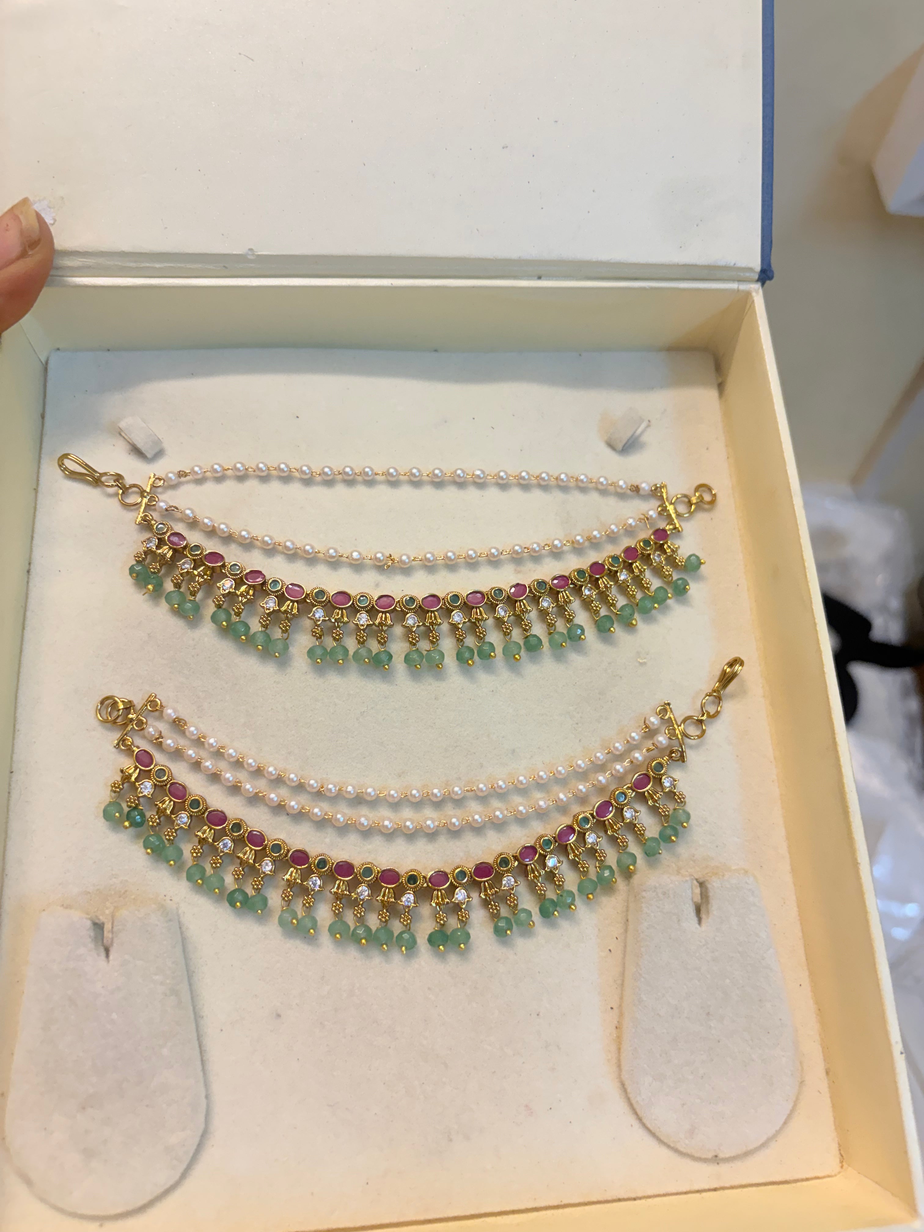 Real kemp stones jadau earchain