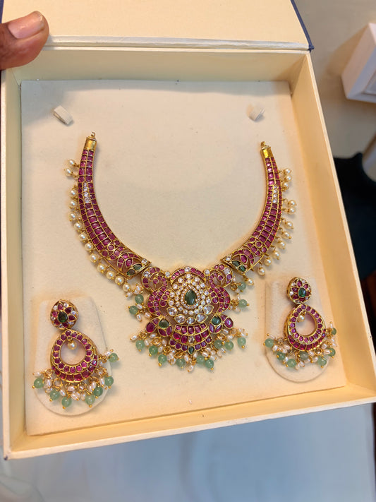 Royal Ruby kemp stones jadau Necklace set