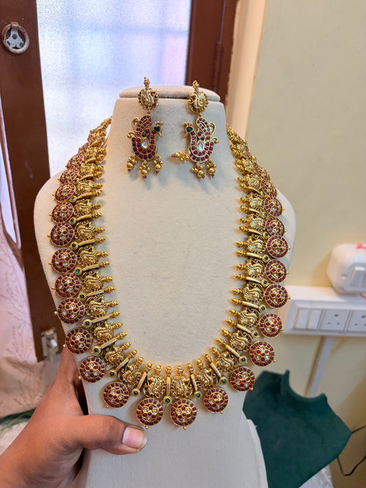 Gold antique finish bottumala jadau haram