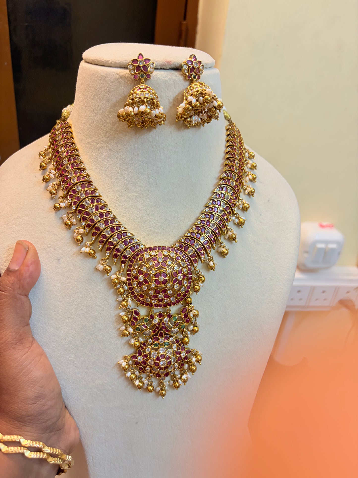 Real kemp stones jadau Kundan necklace set