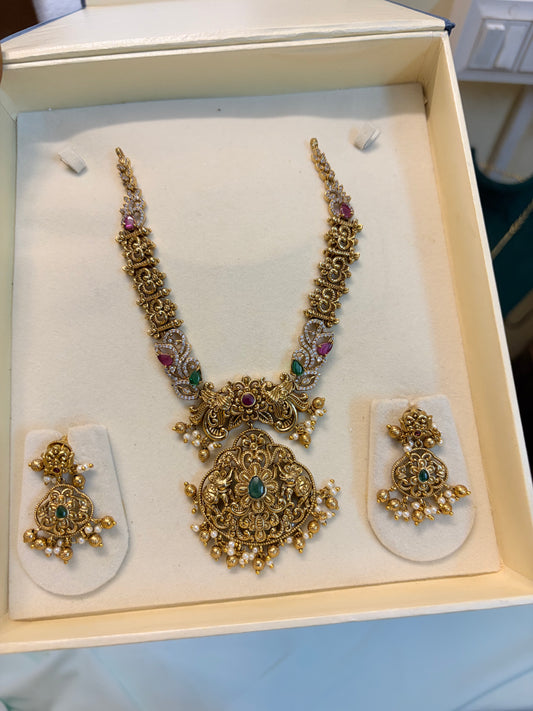 Cz Nakshi jadau necklace set