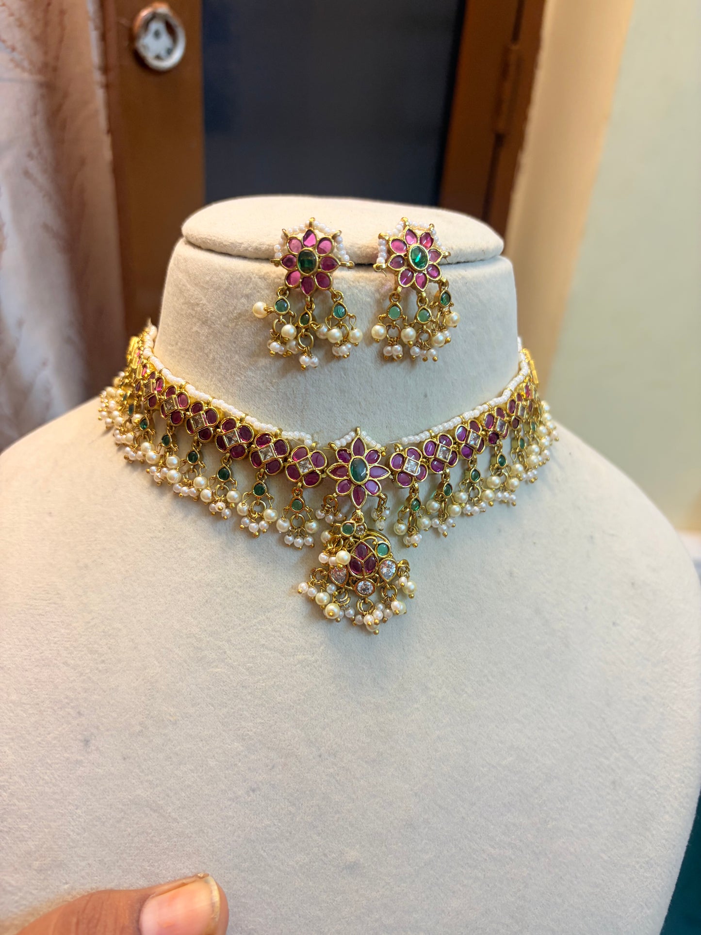 Real kemp stones jadau Kundan choker set