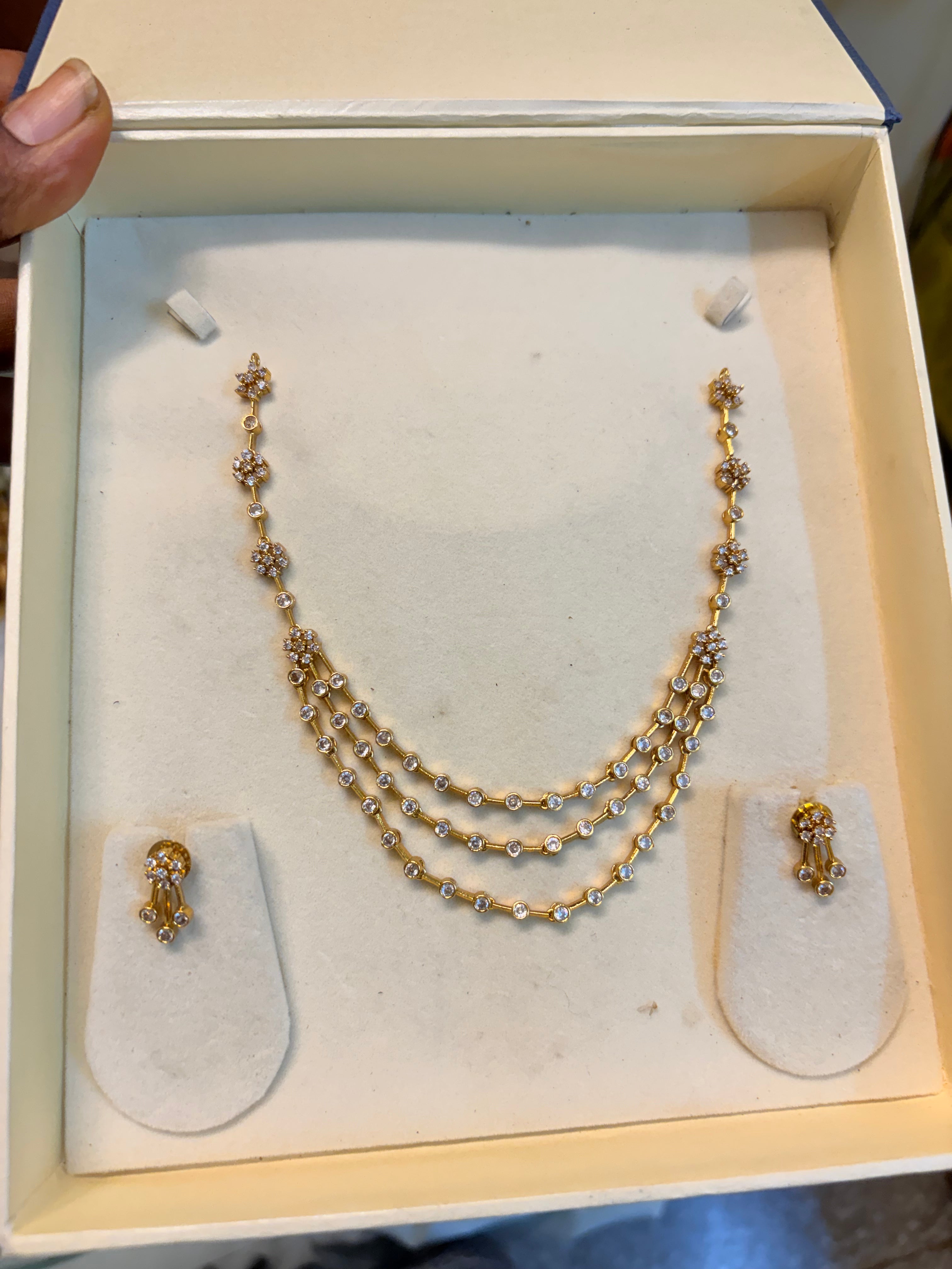 Triple layer Cz stone necklace set