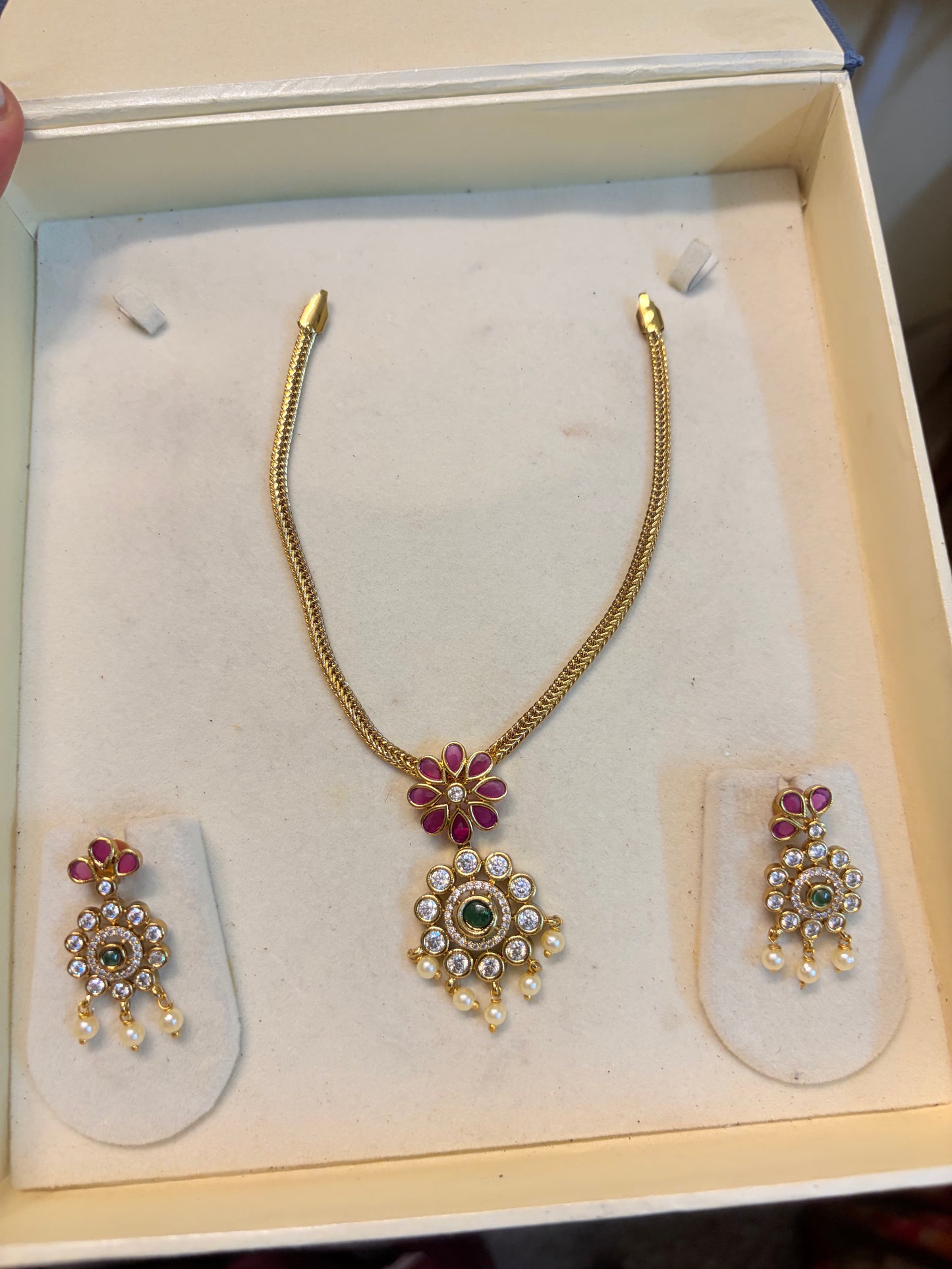 Cz gold antique kids choker set