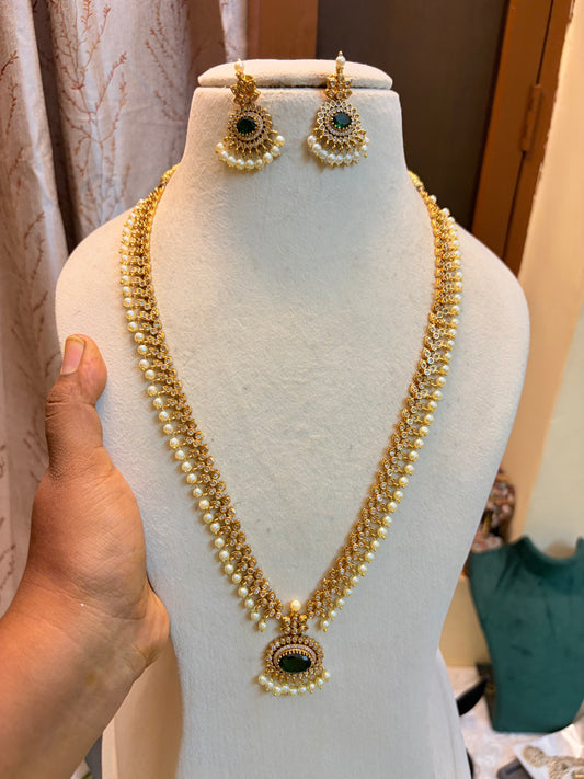 Classic Cz stones emerald jadau haram