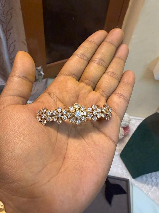 Cz stone gold antique hair clip