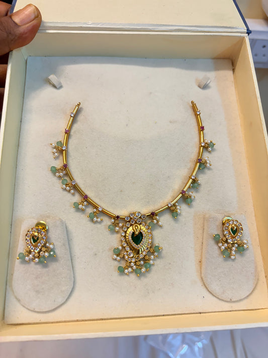 Cz stone Kanti necklace set premium quality
