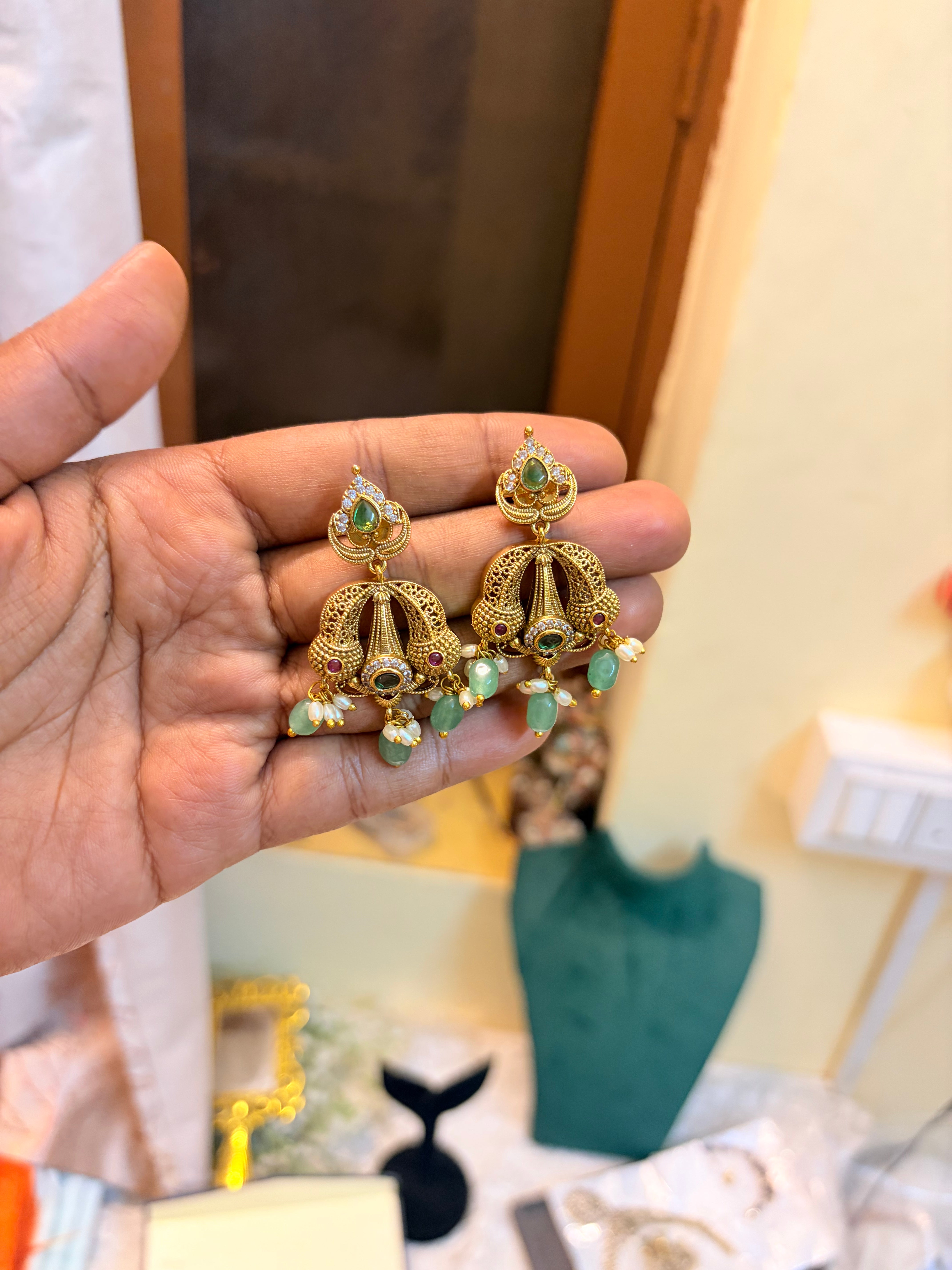 Gold antique drop earrings