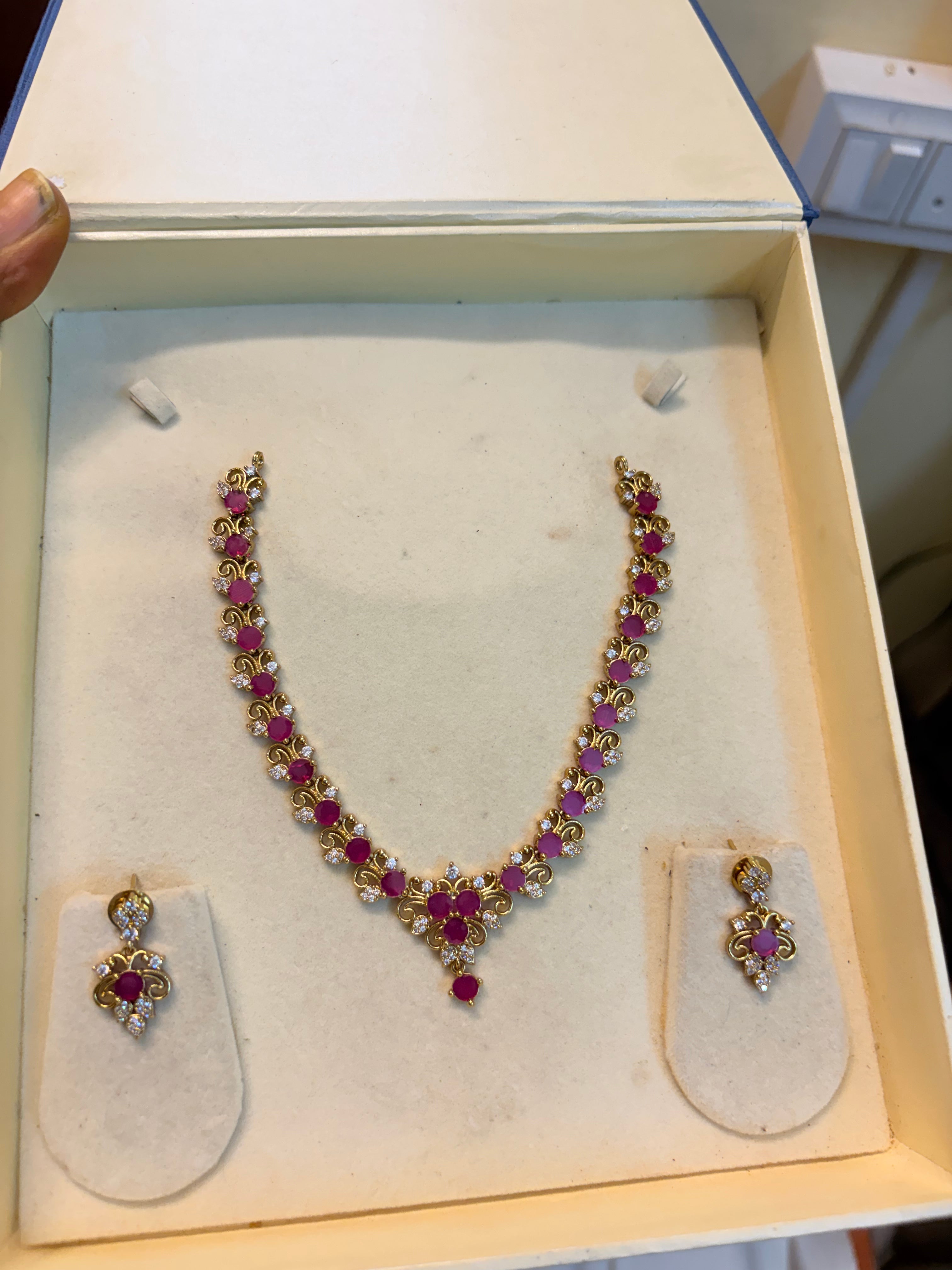 Gold inspired Ruby jadau necklace set