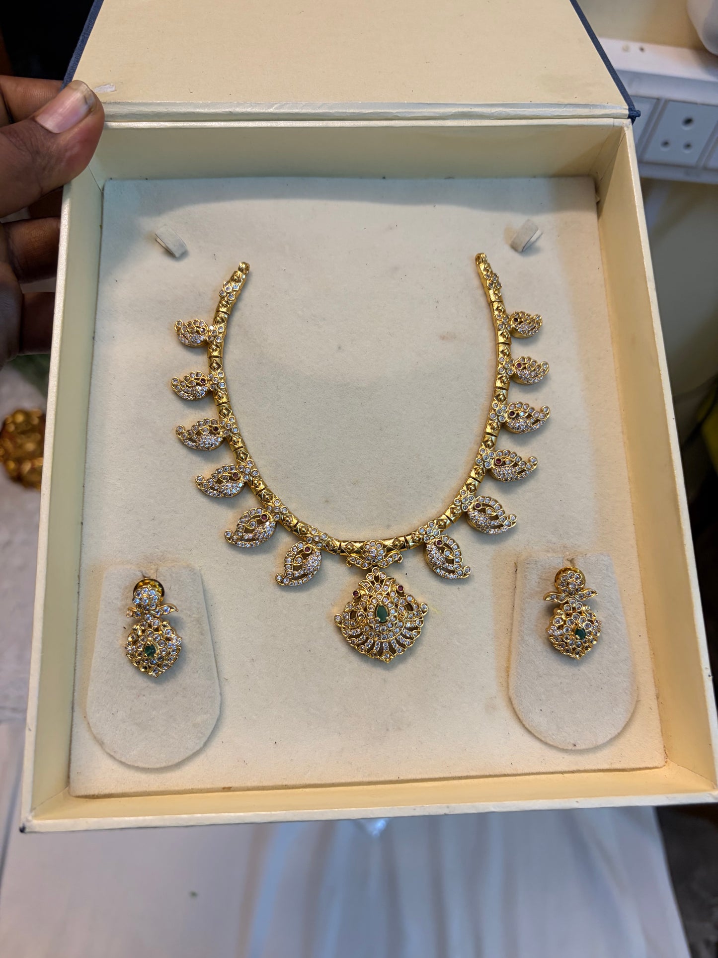 AD stones mango Hasli set