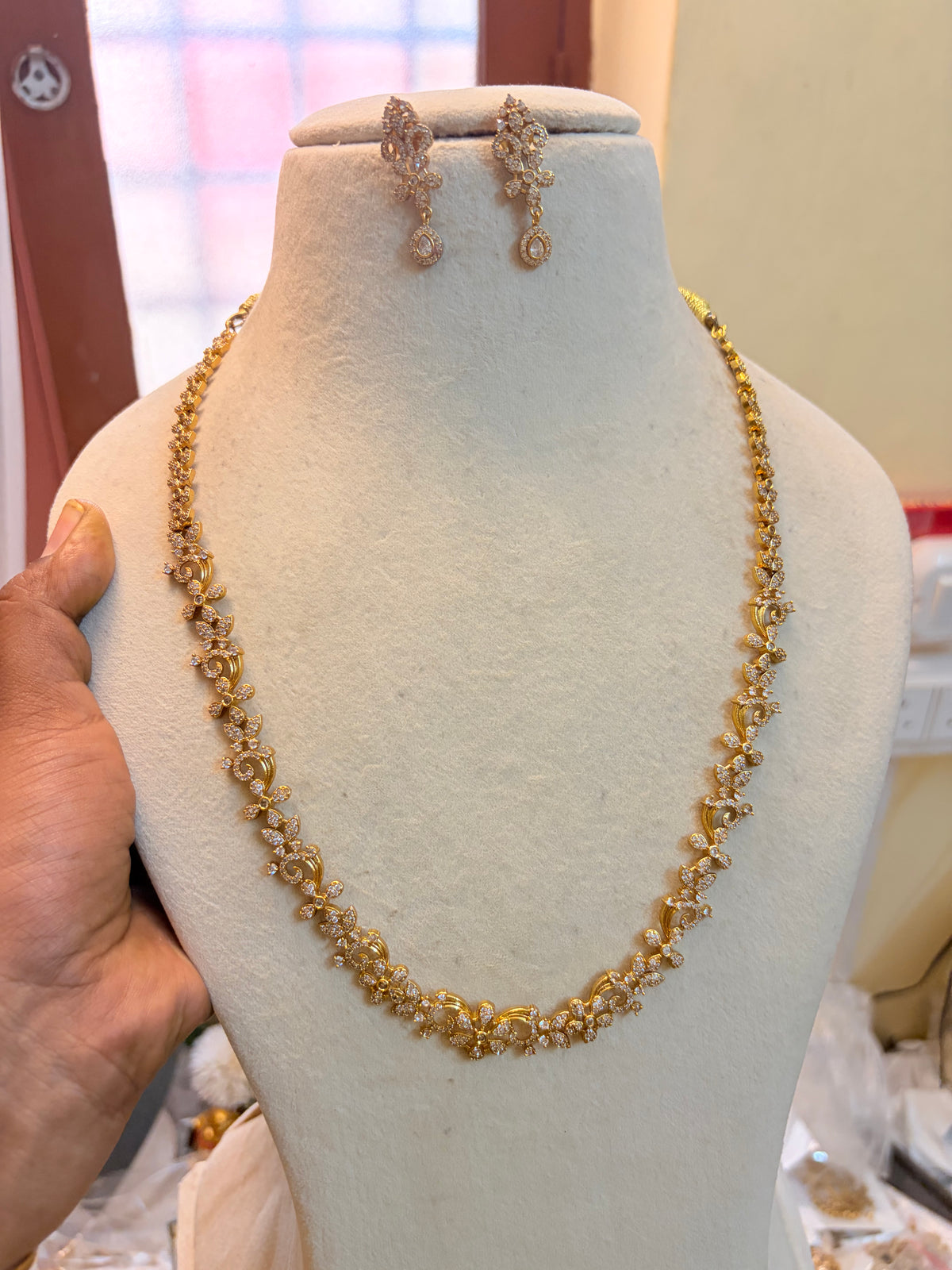 Classic Cz stones gold plated jadau  semiharam