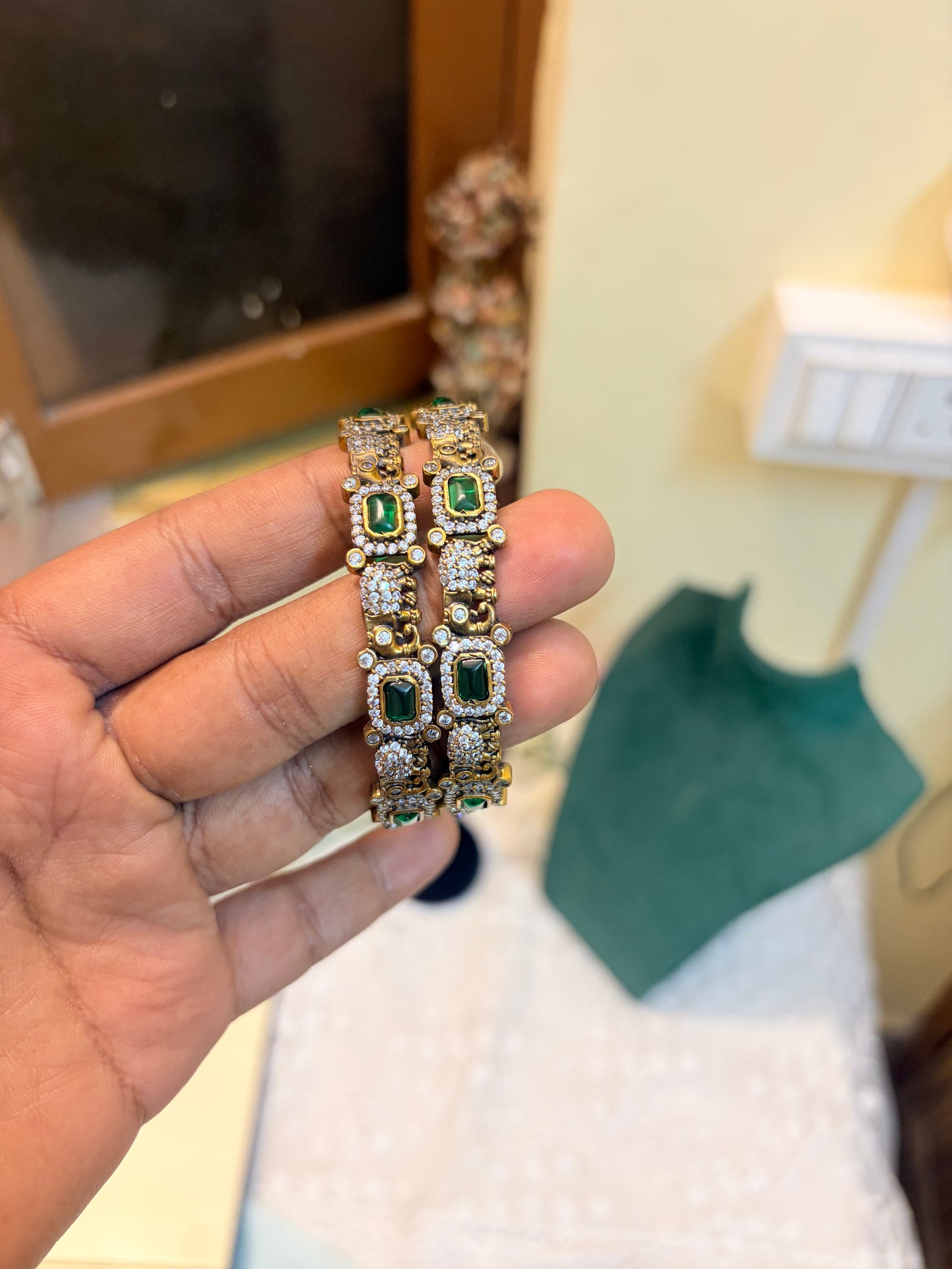 Victoria finish elephant motif bangles