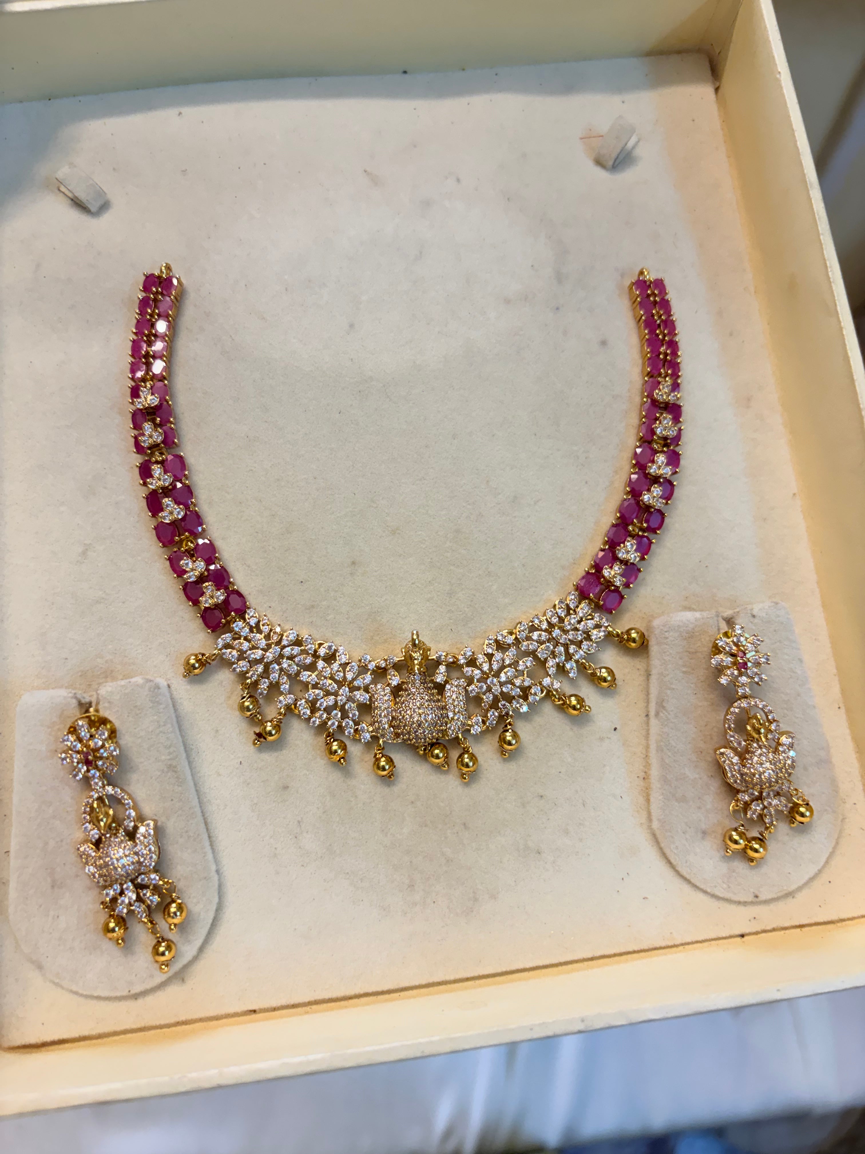 Classic Ruby AD stones jadau necklace set premium quality