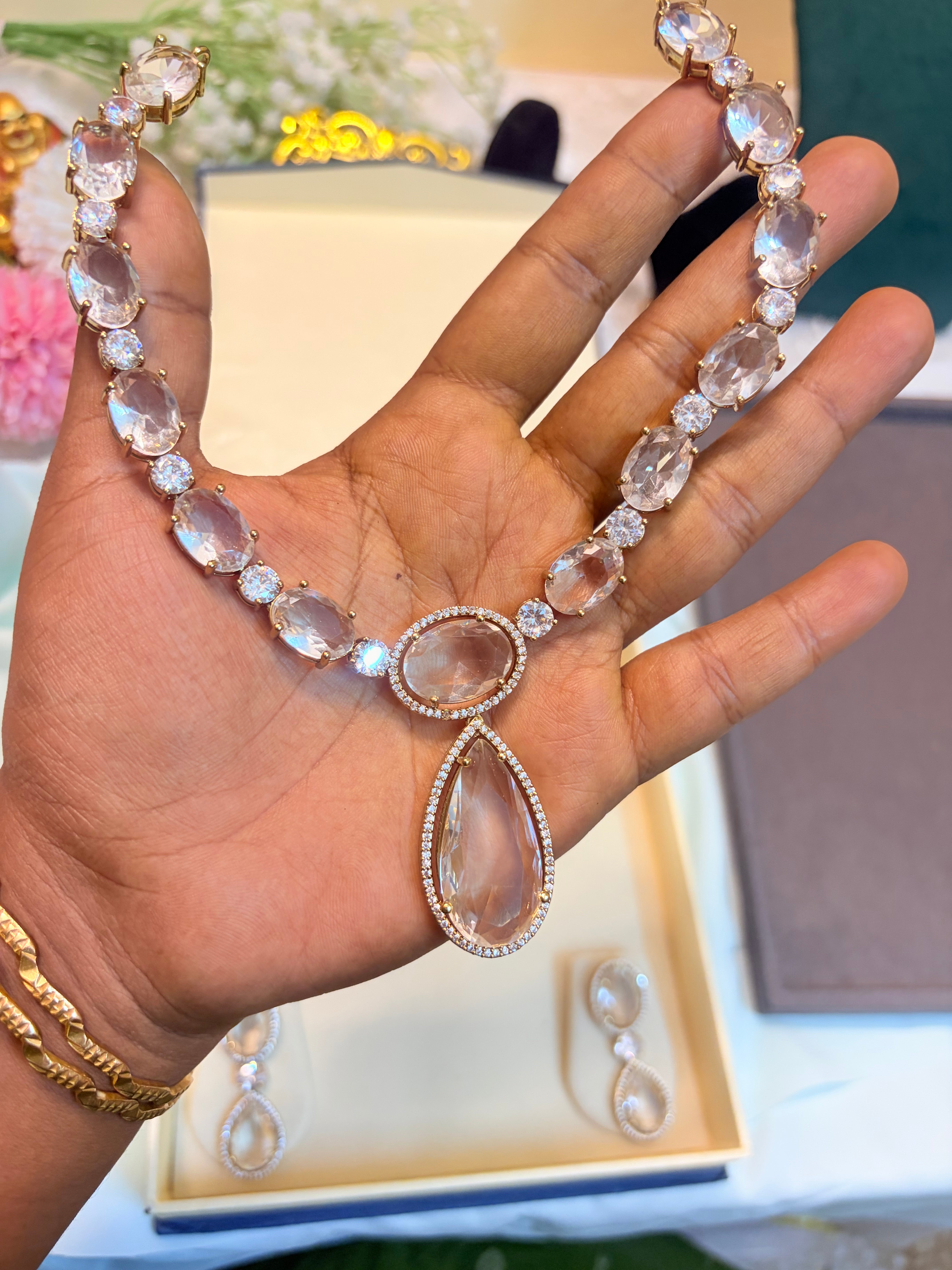 Crystal Elegance teardrop necklace set