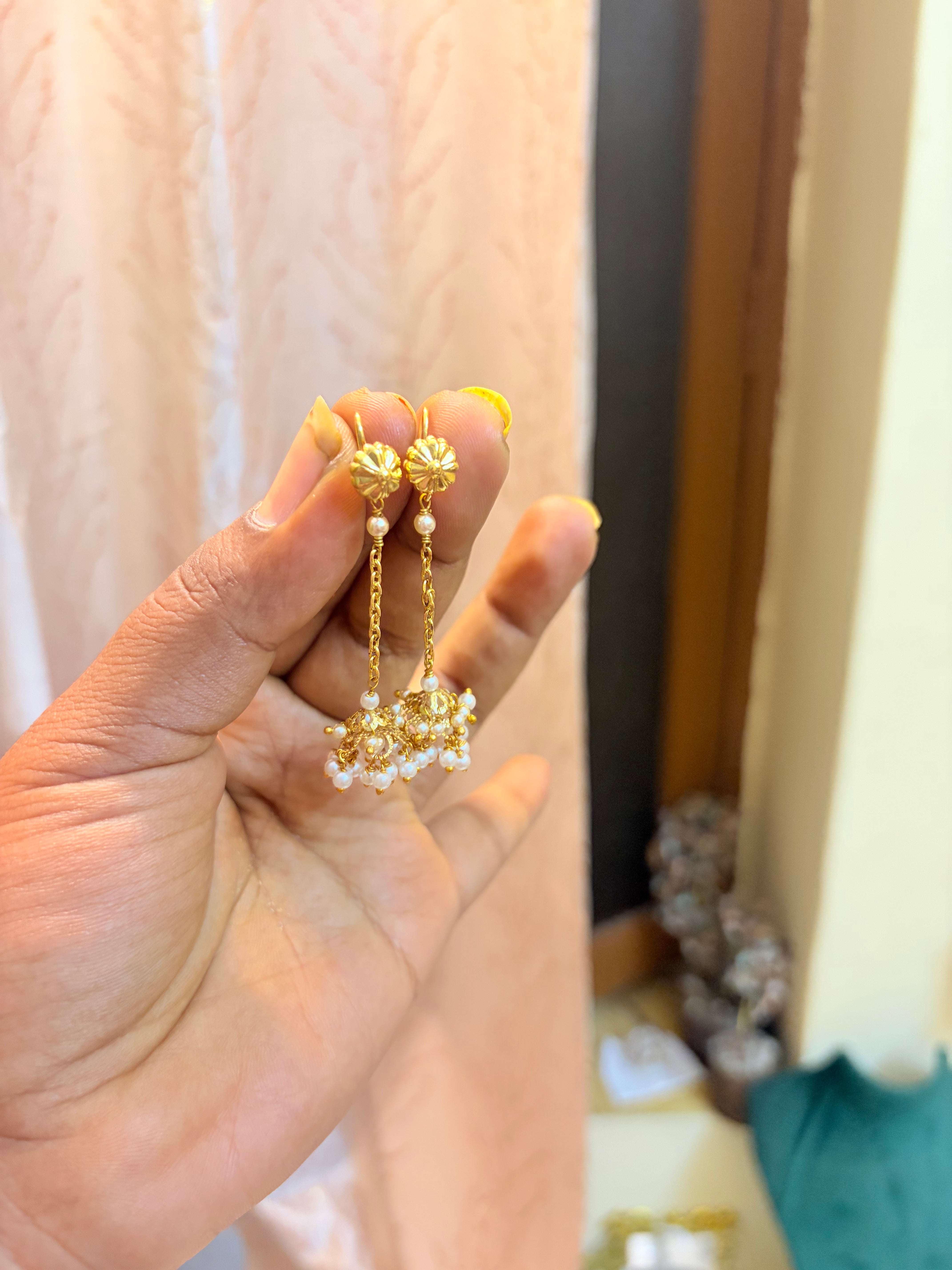 Gold inspired pearl hook Jhumka