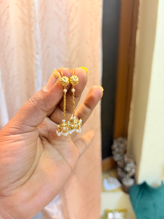 Gold inspired pearl hook Jhumka