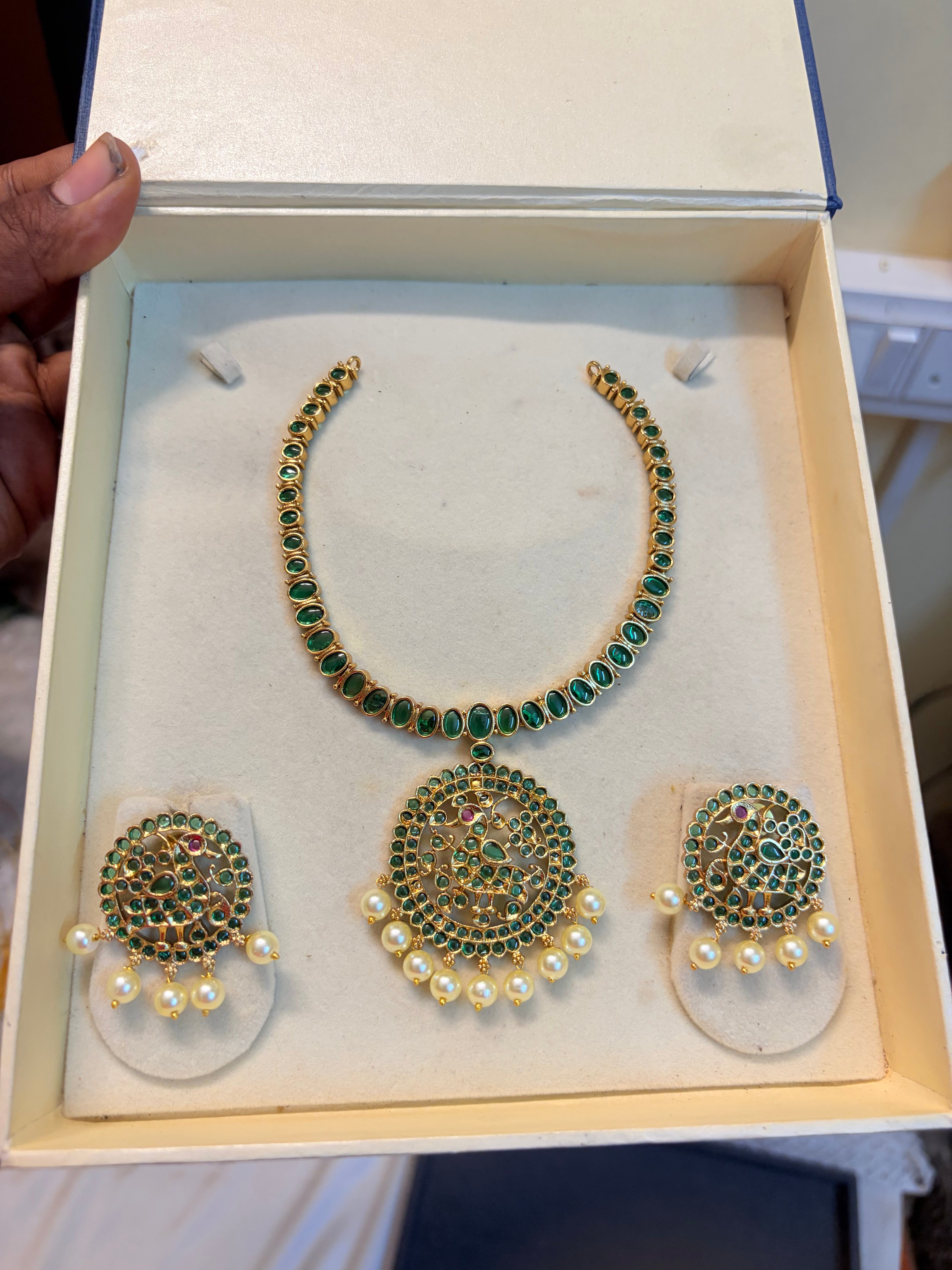 Emerald Peacock jadau necklace set