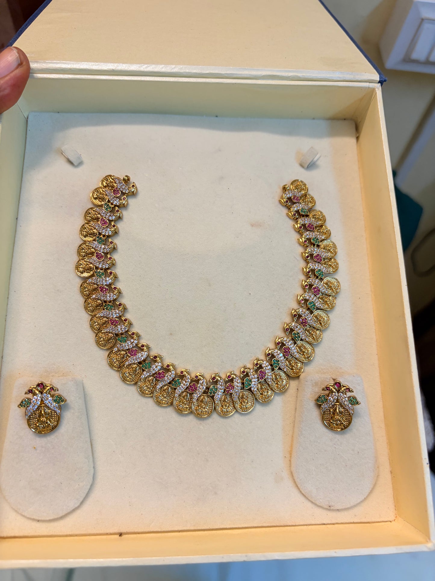 Gold Lakshmi coin necklace set