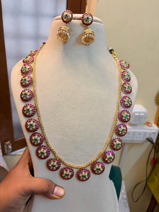 Pure kemp stones jadau Kundan Bottumala Haram