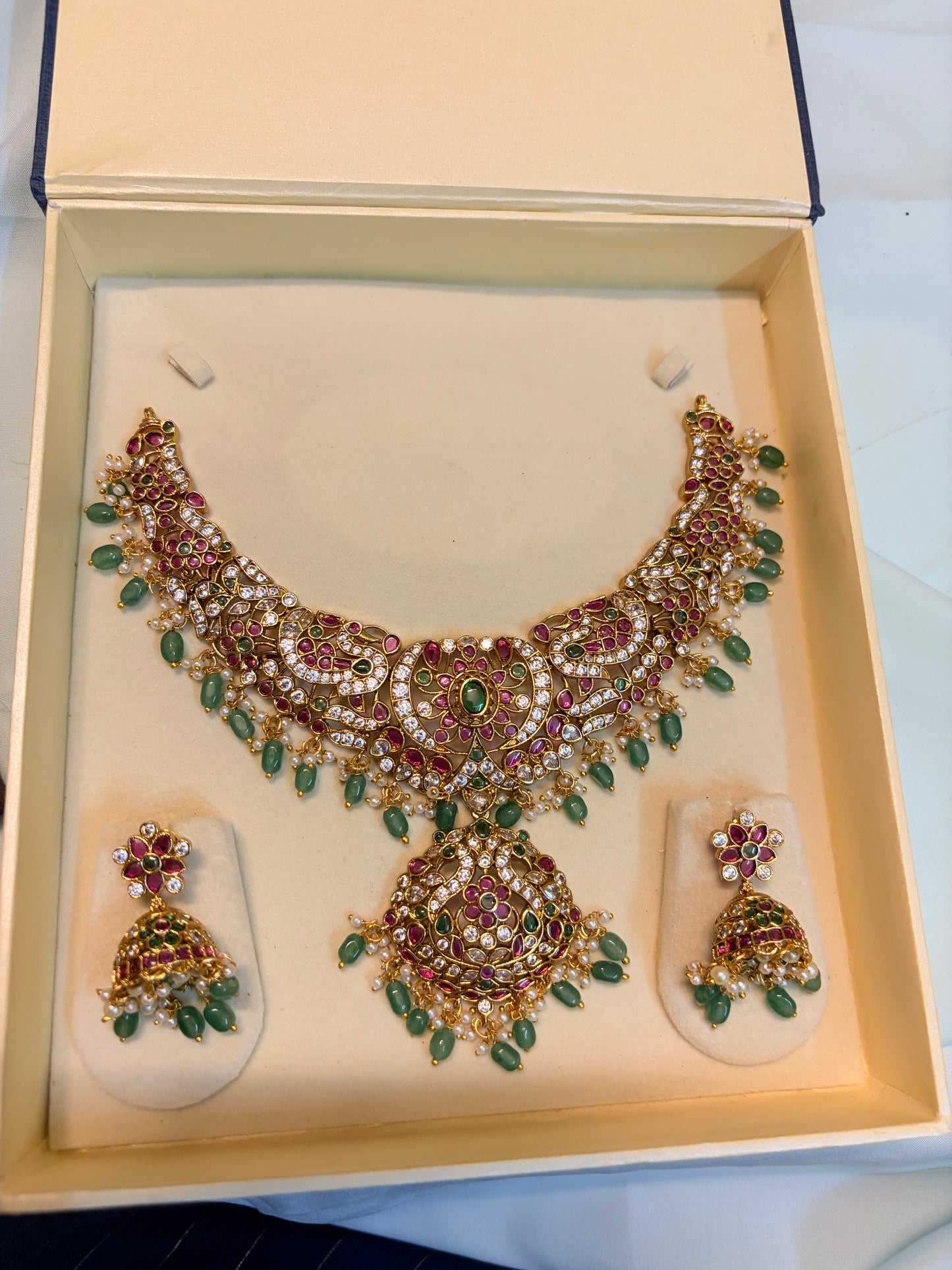 Heritage kemp stones jadau necklace set