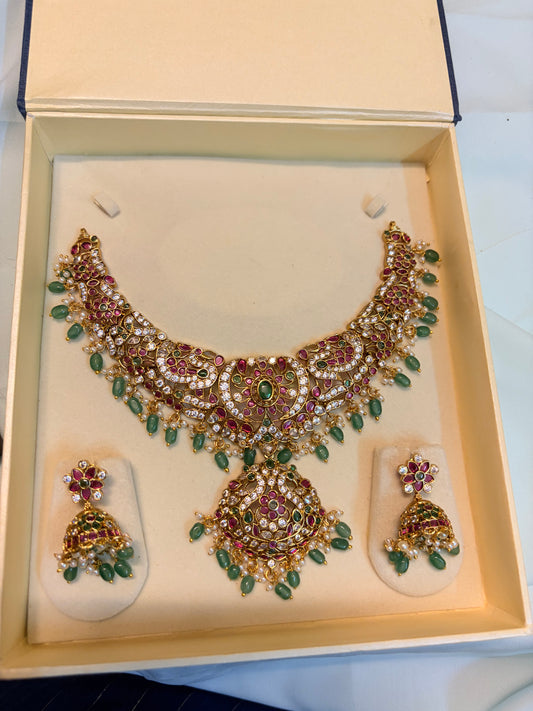 Heritage kemp stones jadau necklace set
