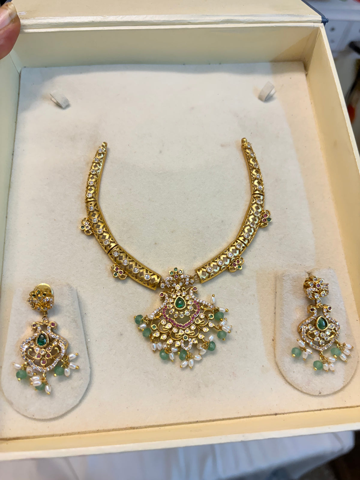 Cz stone Kanti necklace set