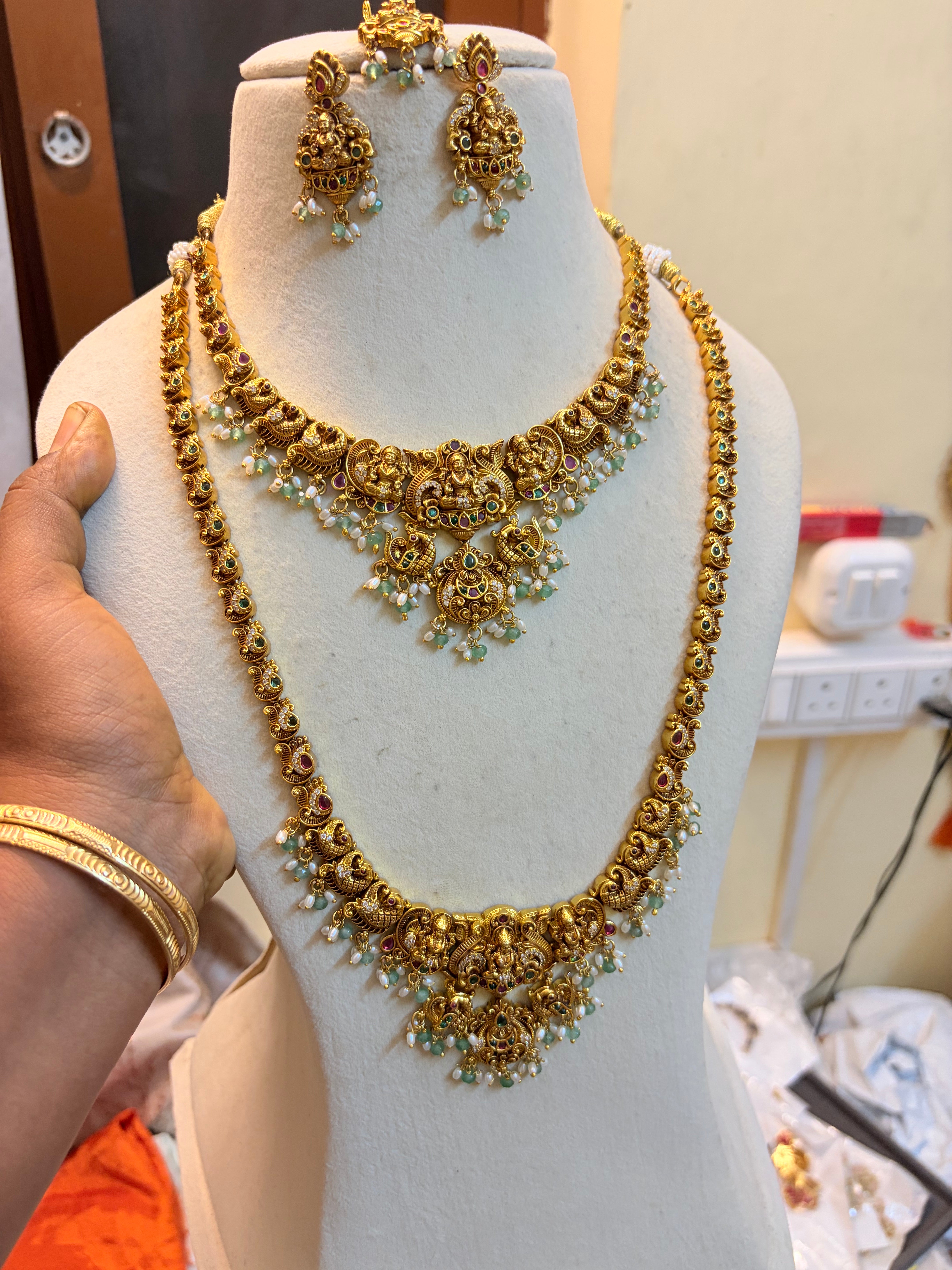 Gold Nakshi jadau combo set premium quality