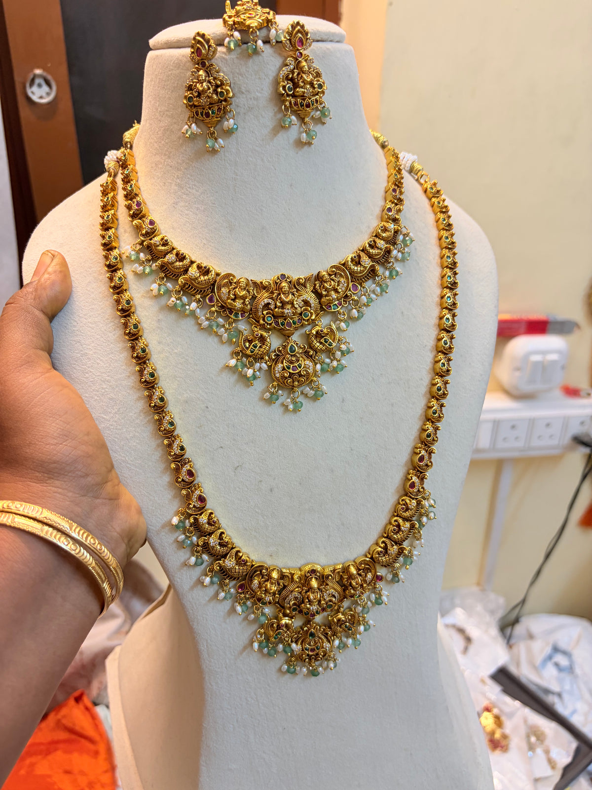 Gold Nakshi jadau combo set premium quality