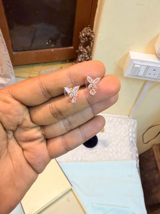 Rose gold Butterfly Cz stud
