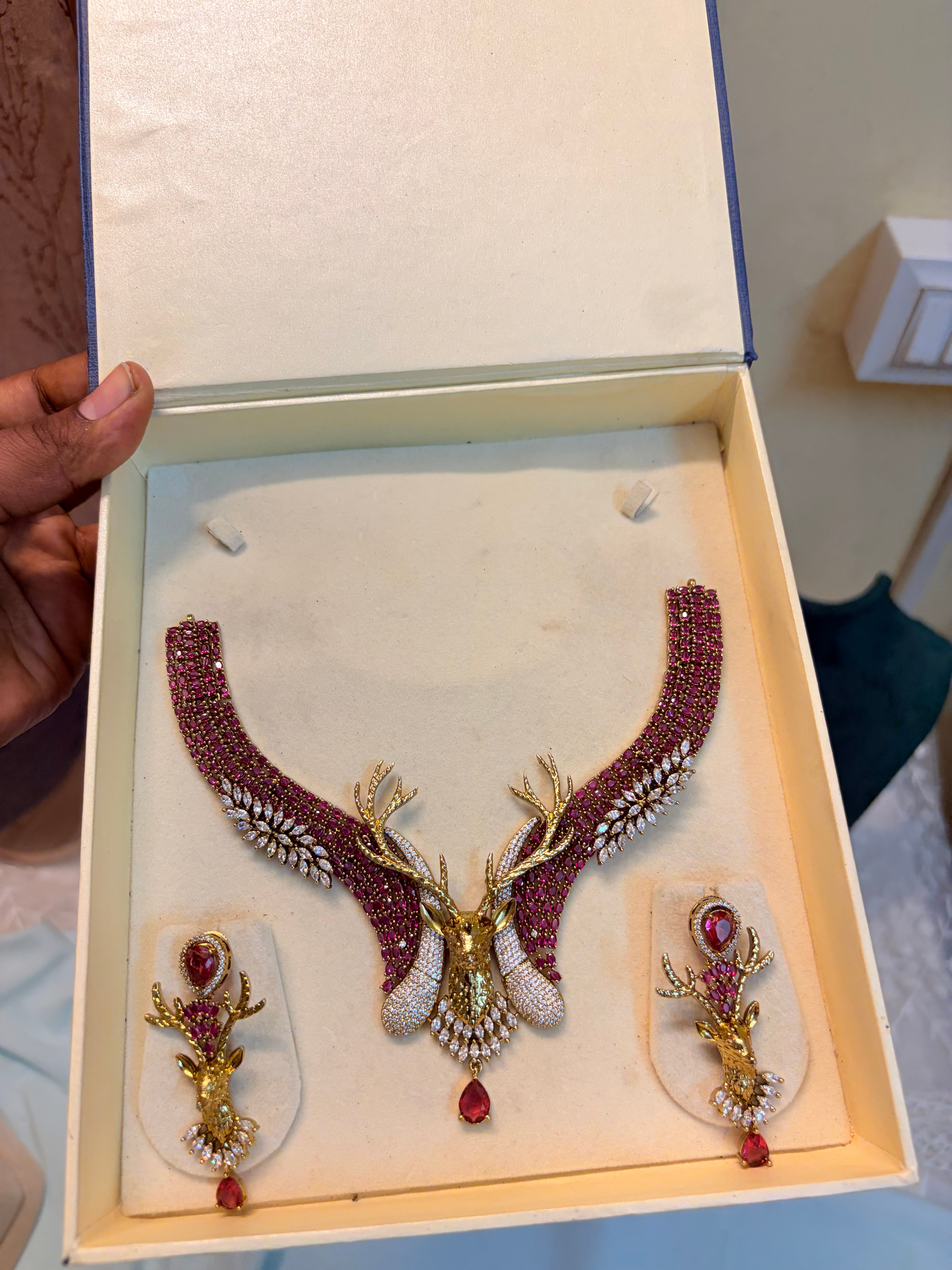 Moissanite Ruby jadau choker set