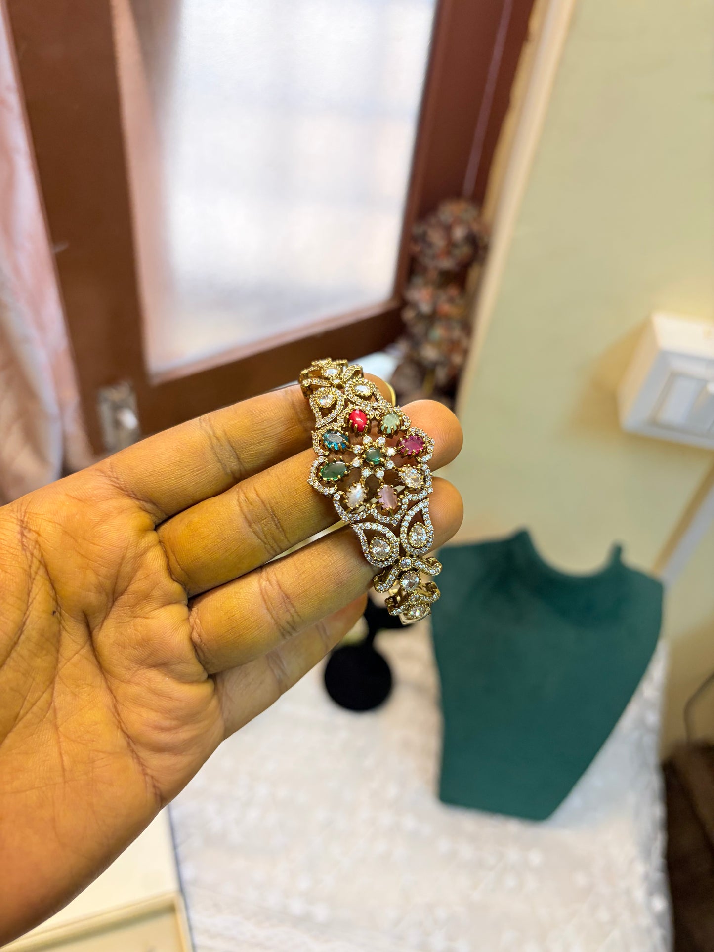 Moissanite jadau kada bracelet