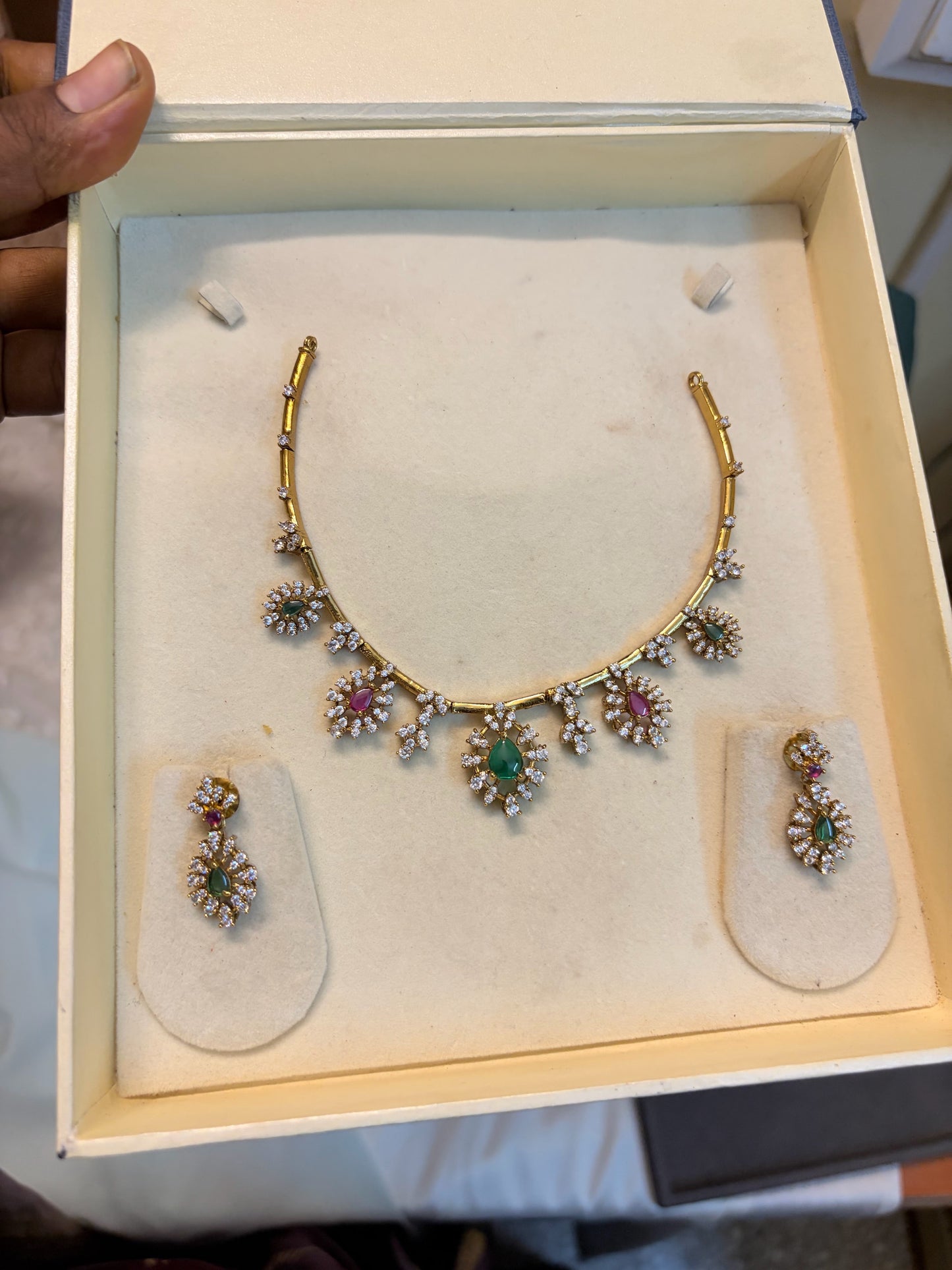 Teardrop Cz stone gold plated hasli set
