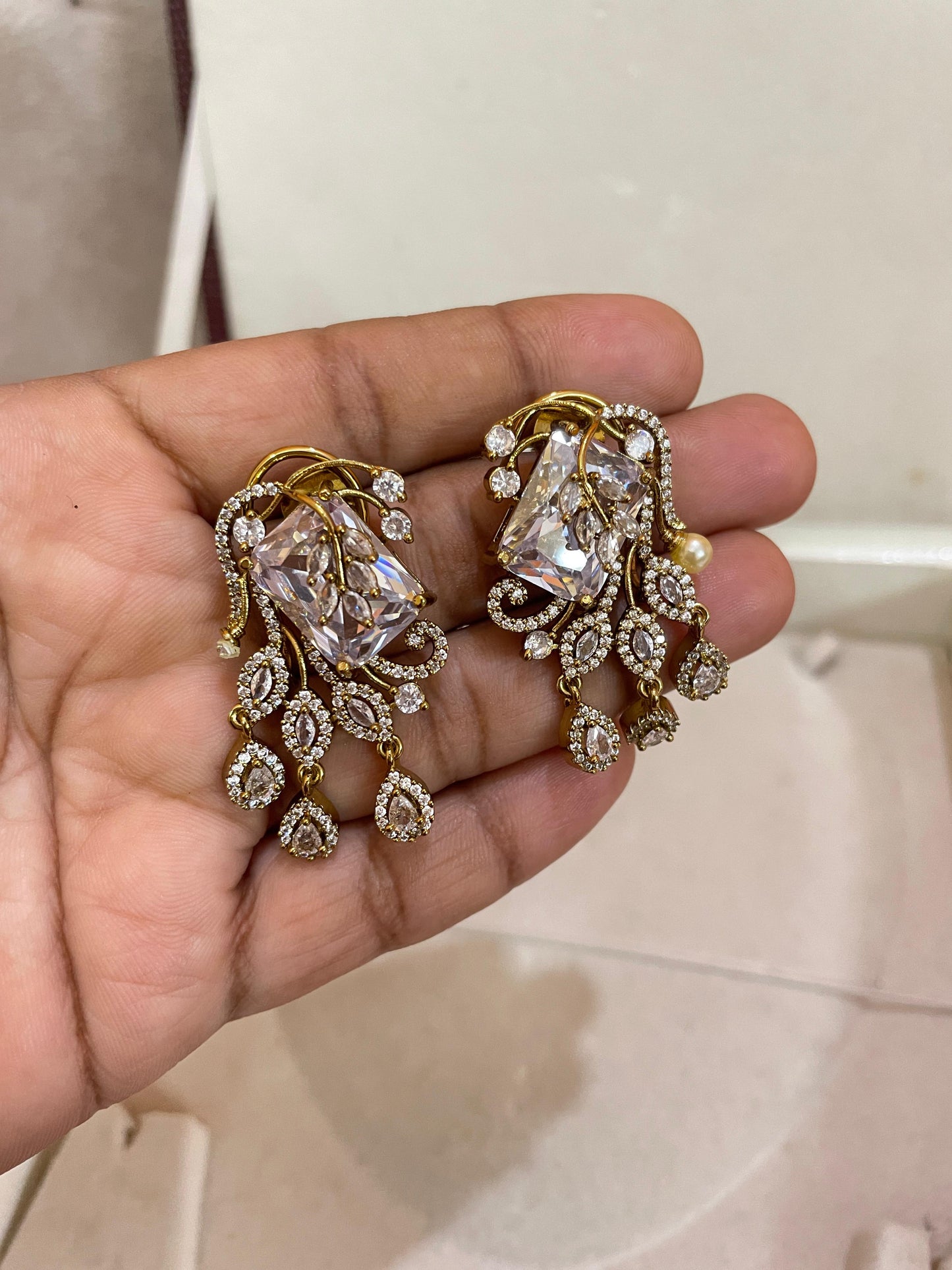 Cz stone earrings premium quality